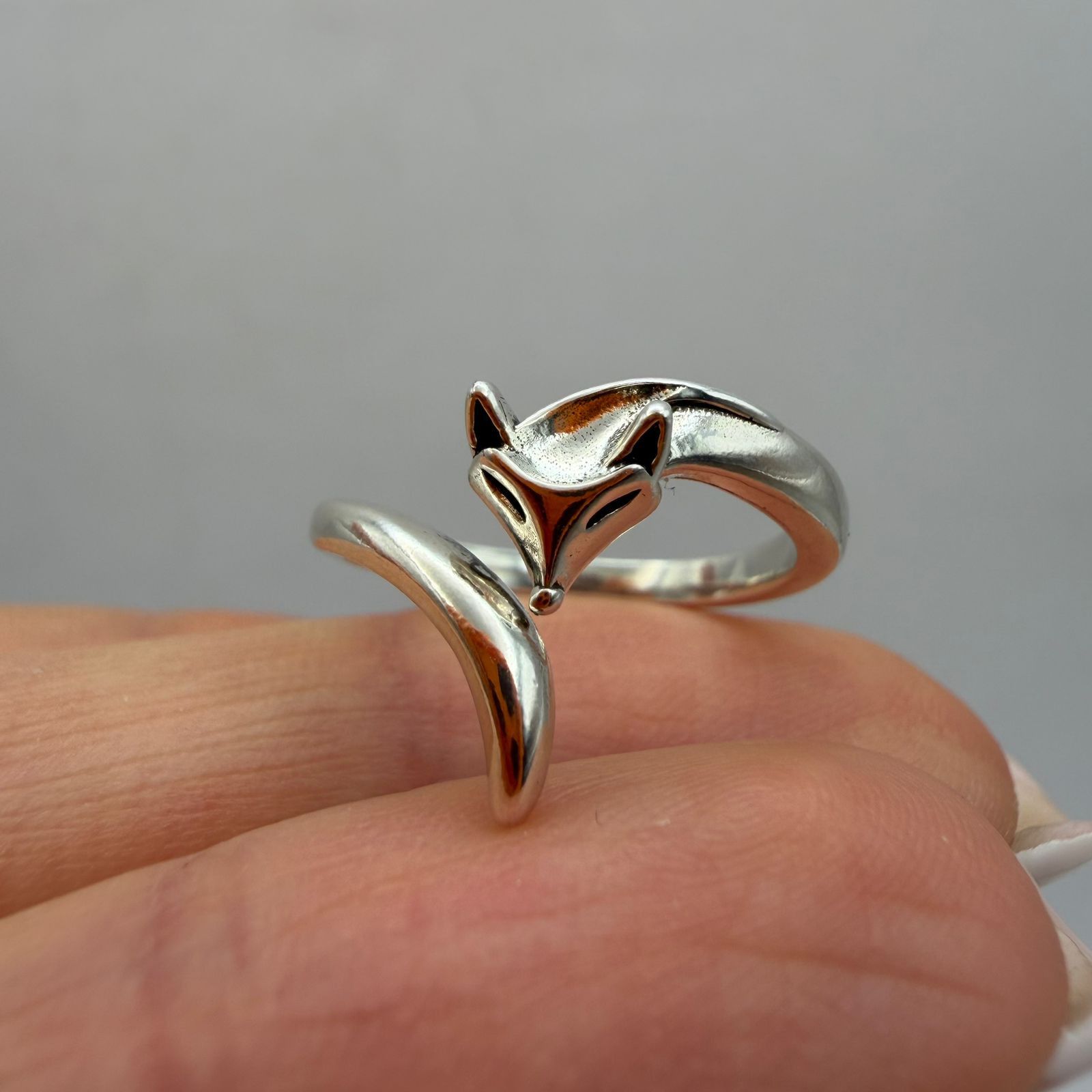 Sterling Silver 925 Sterling Silver Fox Ring Adjustable Minimalist Animal Size ONE SIZE - 5 Thumbnail