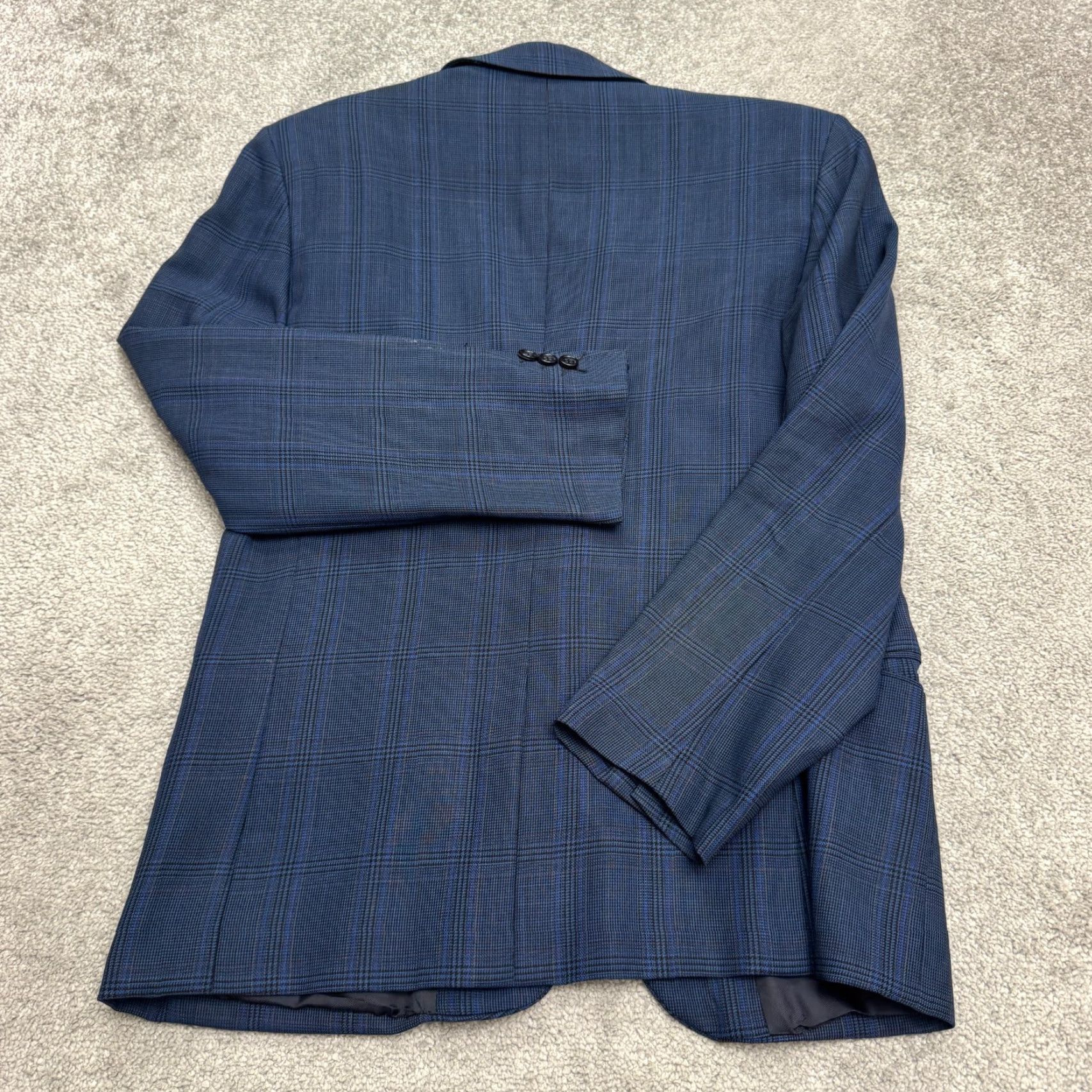 Hugo Boss VINTAGE 80s Hugo Boss Corleone Wool Blazer Mens 38S Blue Plaid Size 38R - 2 Thumbnail