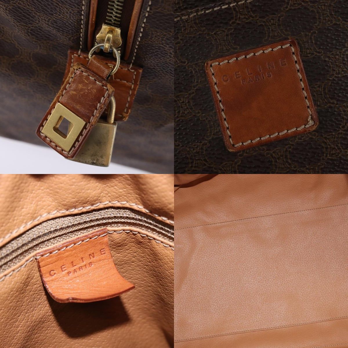 Celine CELINE Macadam Canvas Boston Bag Pvc Leather Brown Gold Size ONE SIZE - 11 Thumbnail
