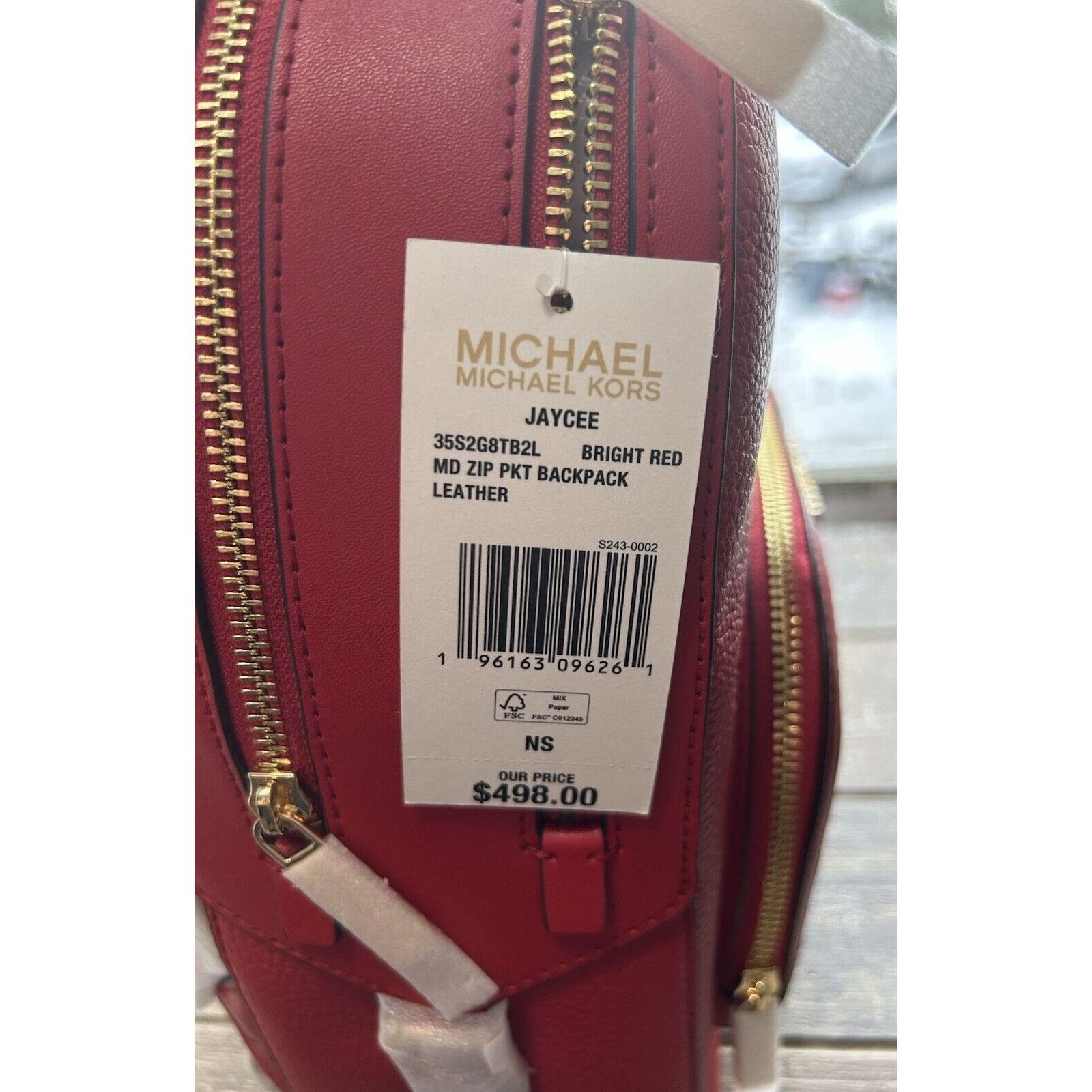 Michael Kors NWT Michael Kors Jaycee Backpack Leather Bright Red MSRP 498 Size ONE SIZE - 3 Thumbnail