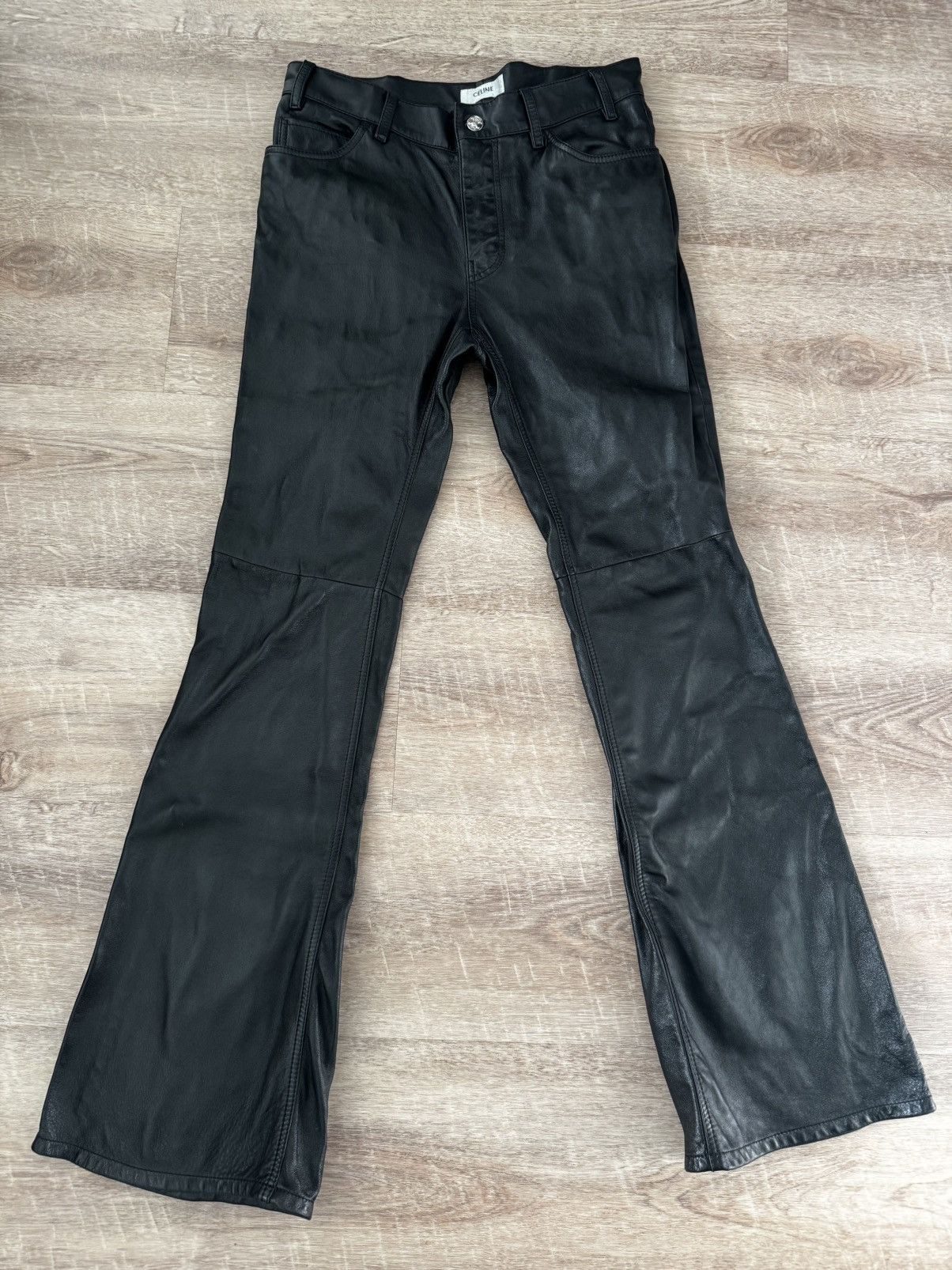 Celine Celine Leather Pants Flared 40 Size 27" / US 4 / IT 40 - 2 Thumbnail