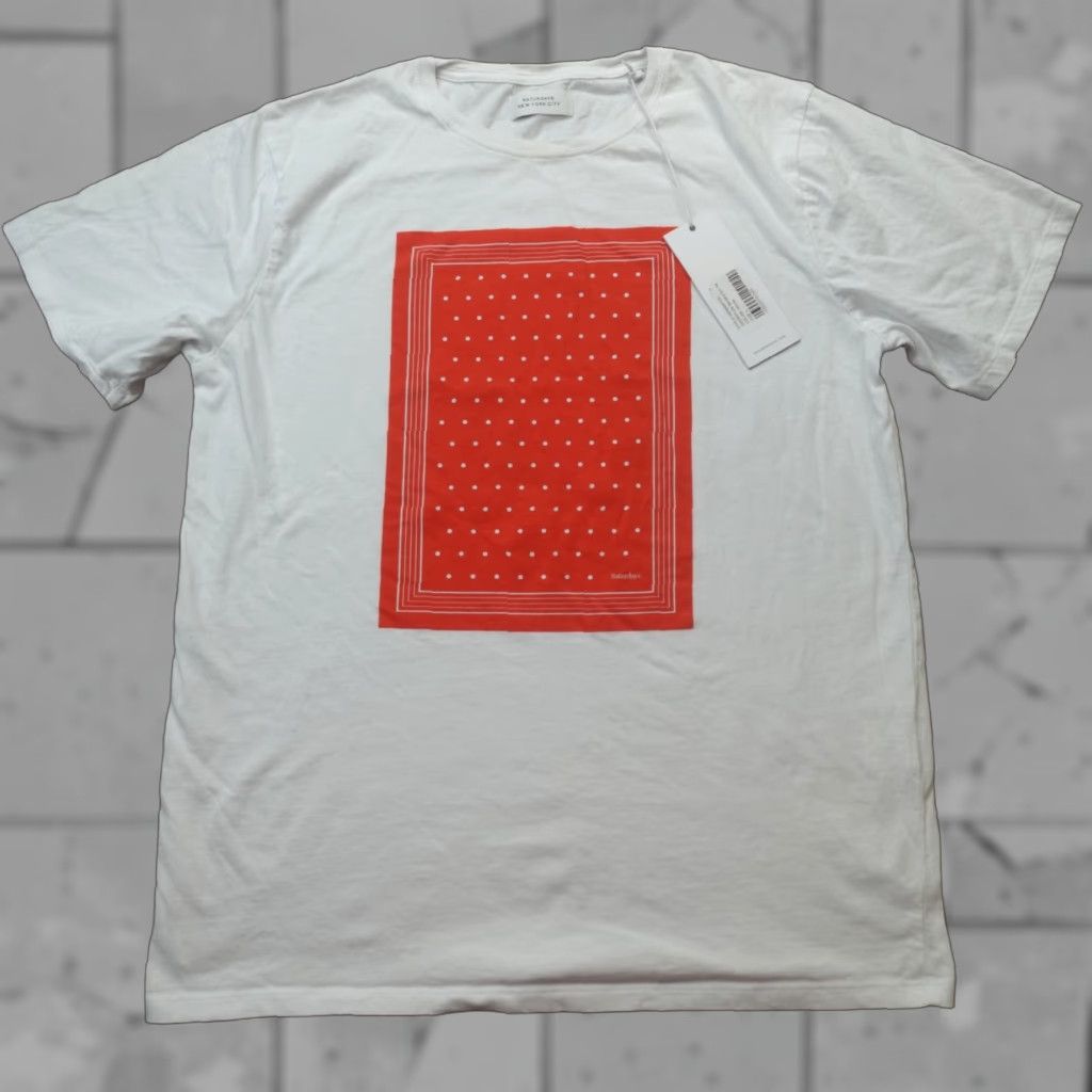 Saturdays NYC Saturdays NYC Mens Shirt L White Crew Neck Short Sleeve Bandana Solid T-Shirt 90s? Size US L / EU 52-54 / 3 - 1 Thumbnail