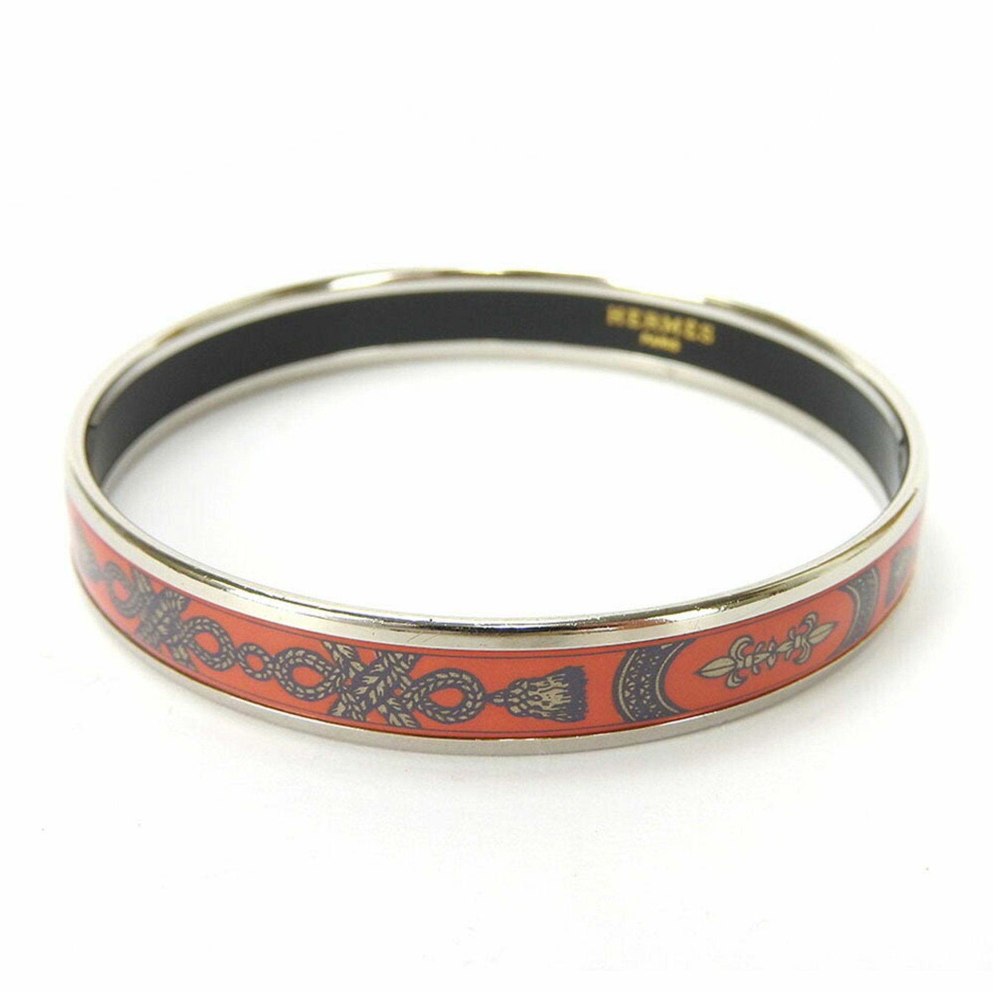 image of Hermes Enamel Bangle Bracelet Accessories Cloisonne Silver Red Plated Ladies in Red Color, Women's