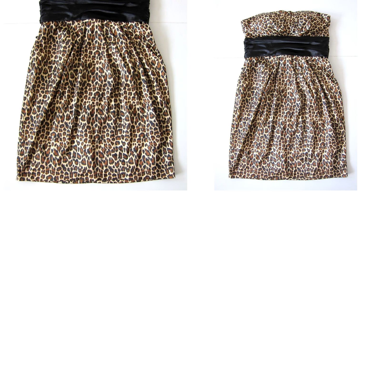 Vintage VINTAGE Jump Apparel Dress Shirt Brown Cheetah Strapless Ruched Pocket Prom Party 6 Women Size M / US 6-8 / IT 42-44 - 8 Thumbnail