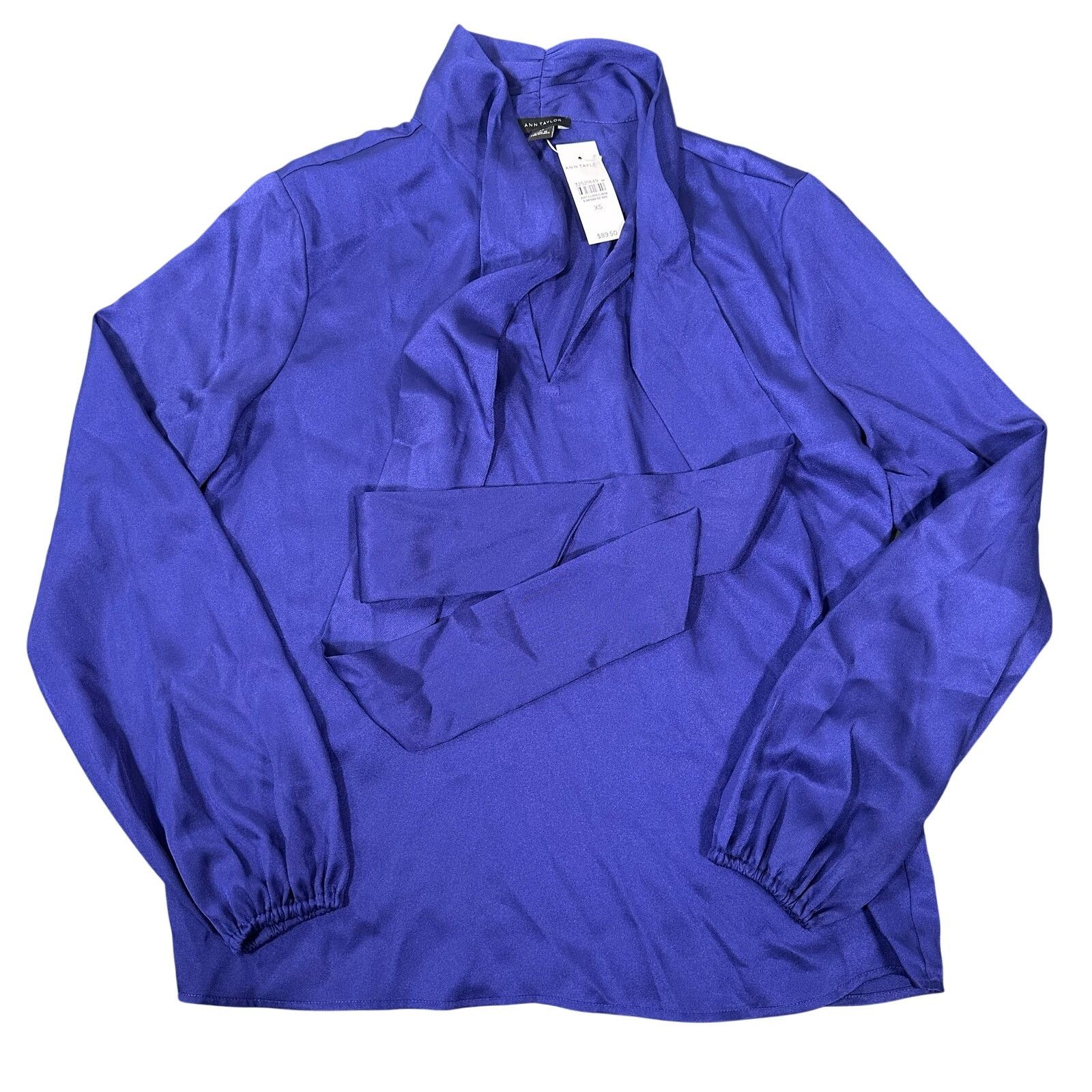 Ann Taylor Ann Taylor Women's Bow Neck Satin Blouse Top Size XS Size XS / US 0-2 / IT 36-38 - 1 Thumbnail