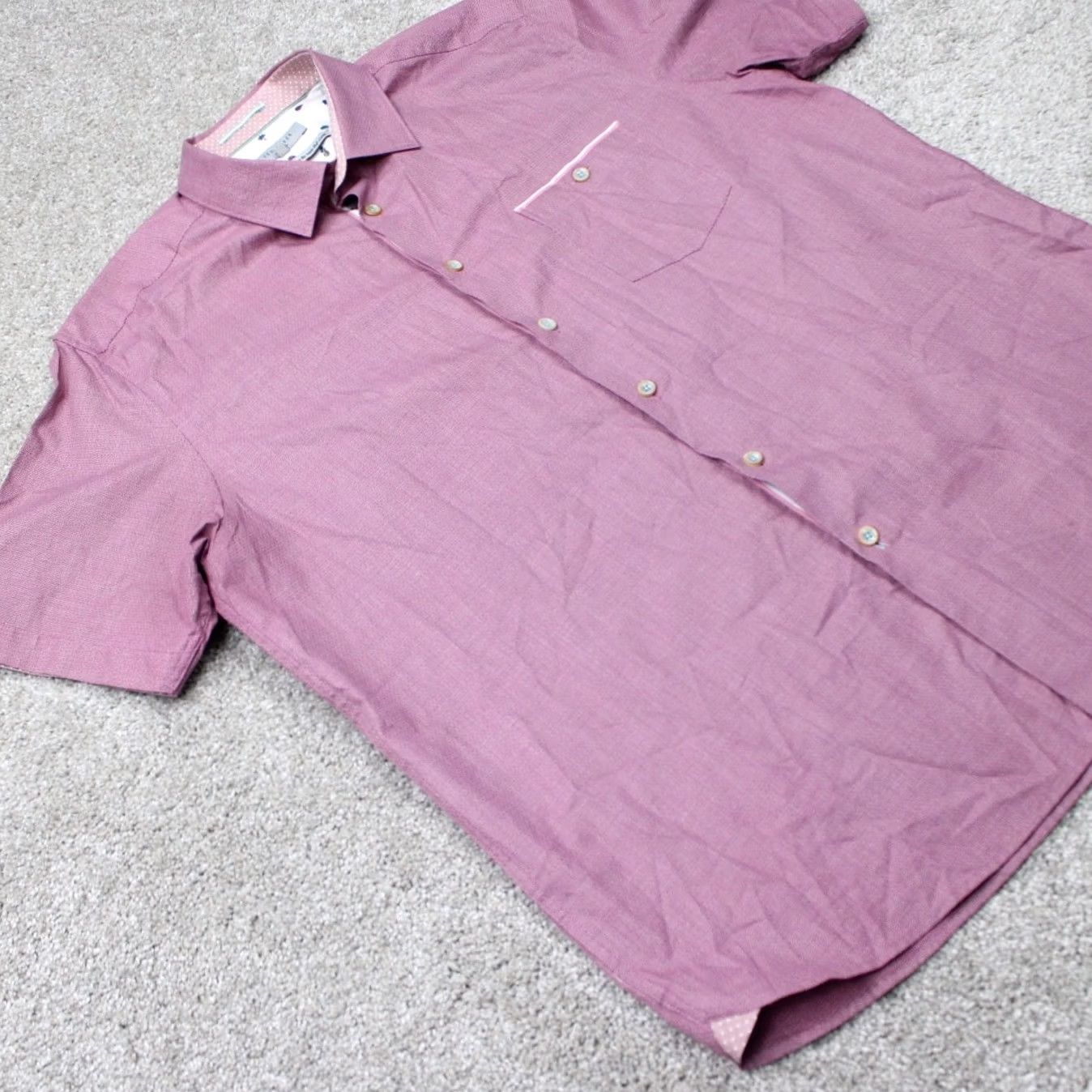 Ted Baker Ted Baker London Shirt Mens 2XL XXL Red 100% Cotton Short Sleeve Button Up Size US XXL / EU 58 / 5 - 7 Thumbnail