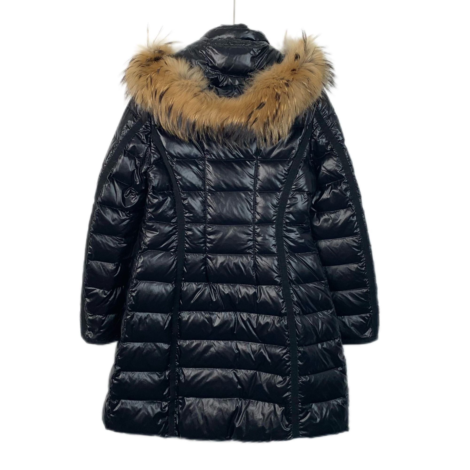 Moncler Moncler Womens Black Down Puffer Coat With Fur Trim Hood Lon Size XS / US 0-2 / IT 36-38 - 2 Thumbnail