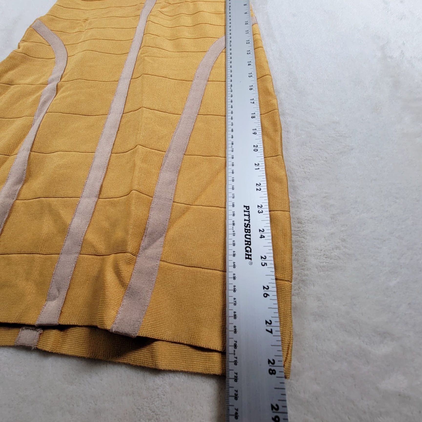Bebe Dress Shirt Womens Knee Length Sleeveless Yellow Bandage Cut Out Back  Large 90s Clubwear Sexy