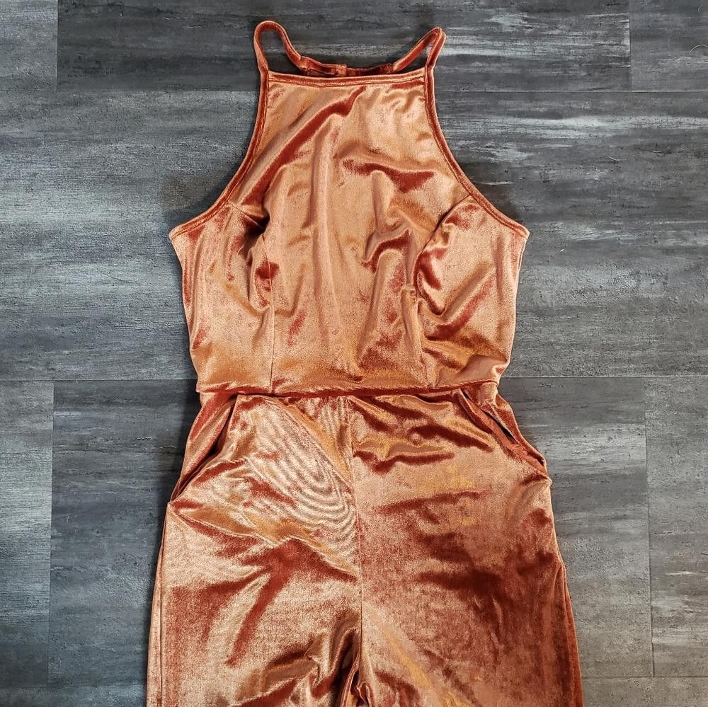 Urban Outfitters Burnt Orange Velvet Urban Outfitters Jumpsuit Size 28" / US 6 / IT 42 - 2 Thumbnail
