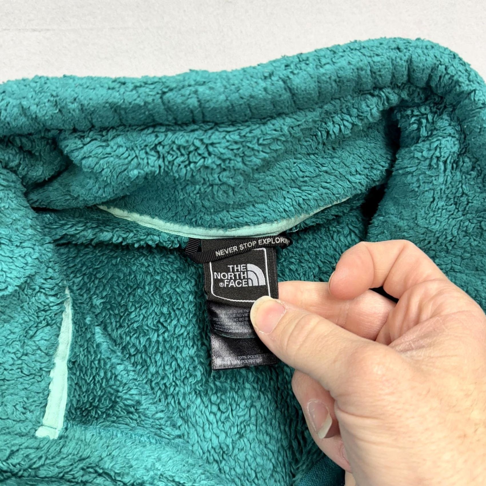 The North Face The North Face Jacket Womens L Teal Fleece Full Zip Soft Warm Outdoor Localized Green Logo Zipper Pockets Collared Mid-Length Size L / US 10 / IT 46 - 3 Thumbnail