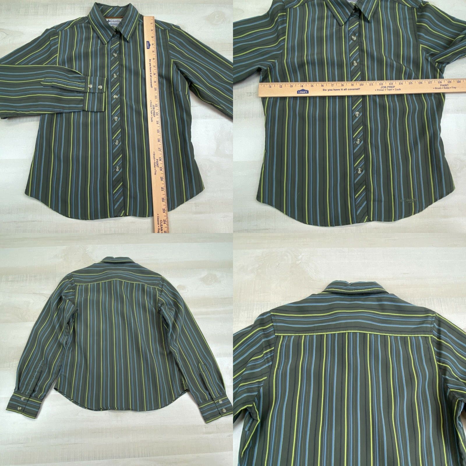 Vintage Columbia GRT Womens Green Striped Button Up Shirt Small Modal Blend Size S / US 4 / IT 40 - 8 Thumbnail