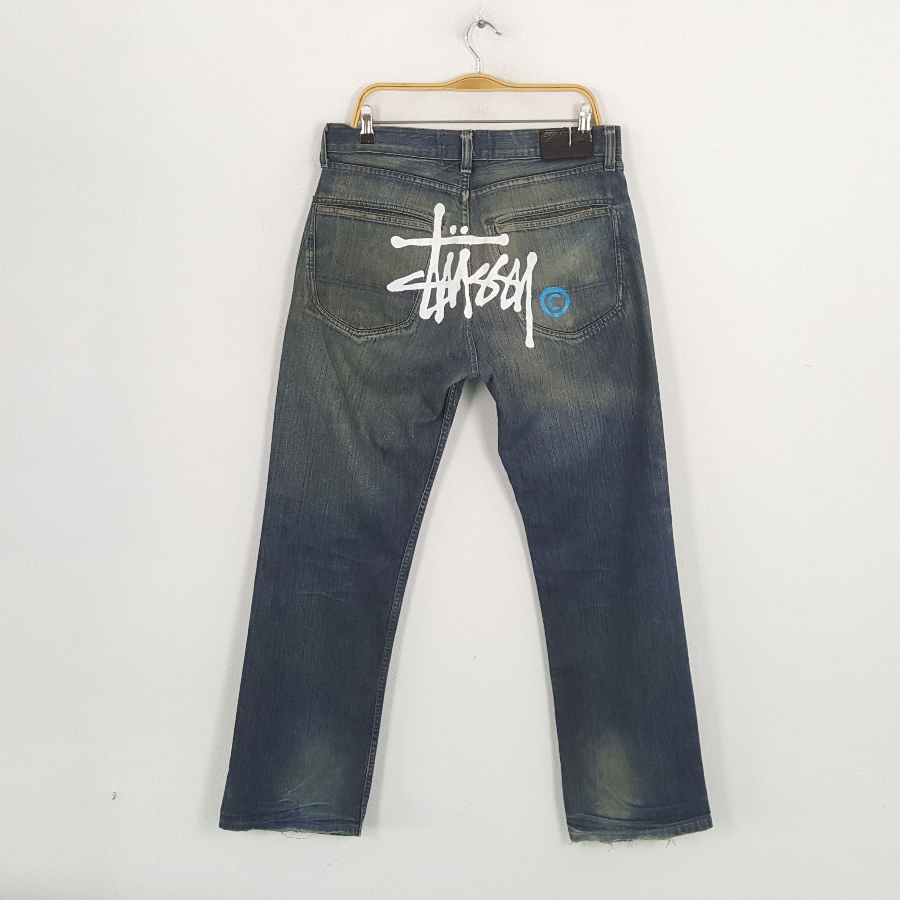 Stussy × Vintage Vintage STUSSY Streetwear Skateboard Logo Custom Style Jean Size US 33 - 1 Thumbnail