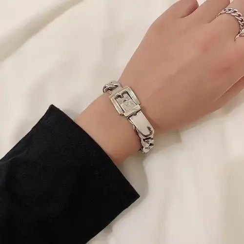 Jewelry Chrome Silver Belt Bracelet Goth God Pendant Chain Size ONE SIZE - 4 Thumbnail
