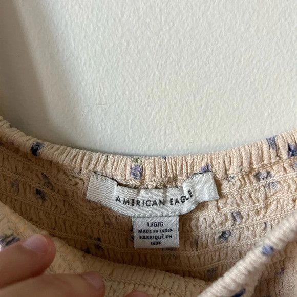American Eagle Outfitters American Eagle Boho Ivory and Blue Floral Romper Size 32" / US 10 / IT 46 - 5 Thumbnail