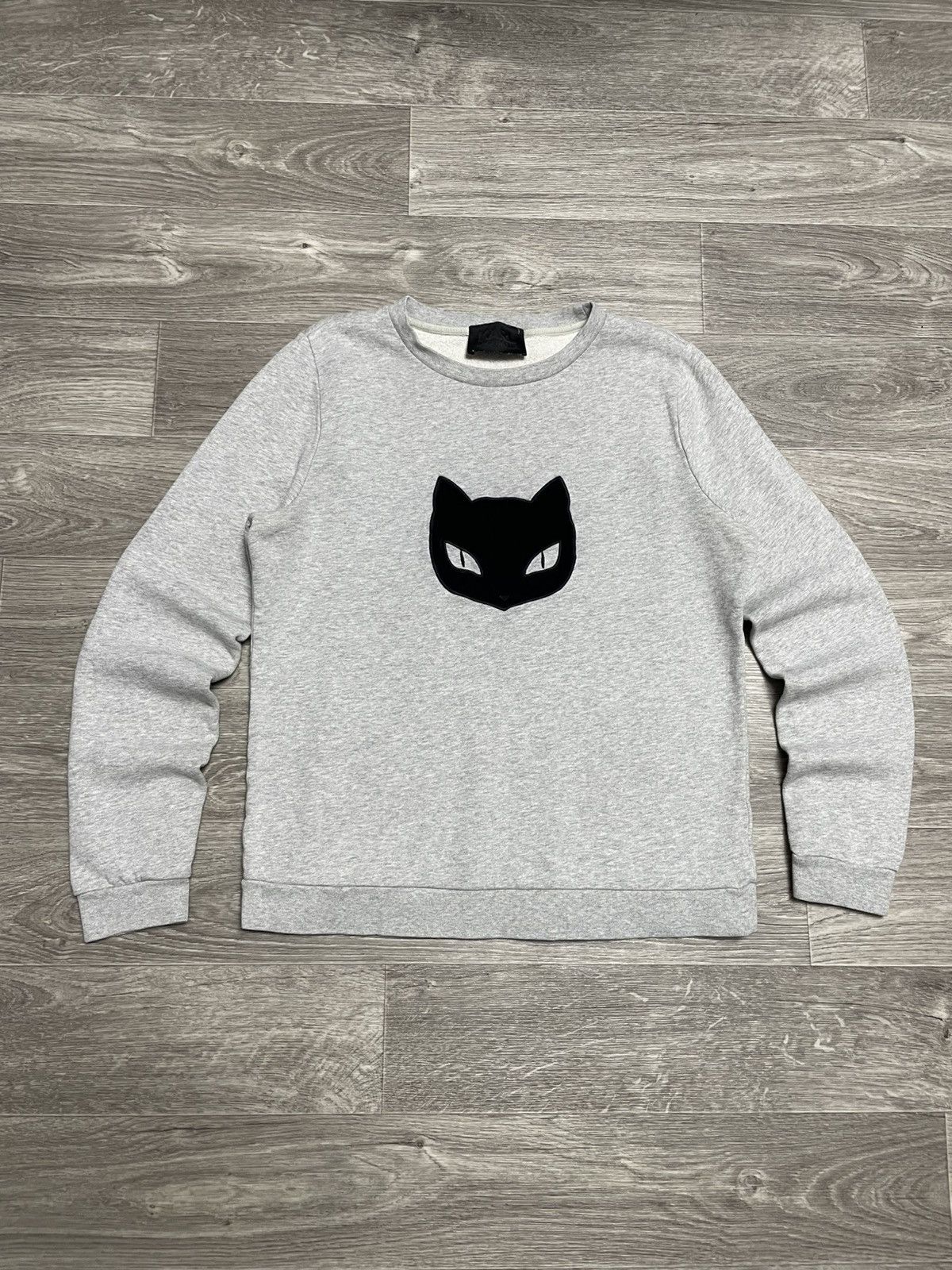 Karl Lagerfeld Karl Lagerfeld Velour Cat Logo Gray Sweatshirt Size L / US 10 / IT 46 - 1 Thumbnail
