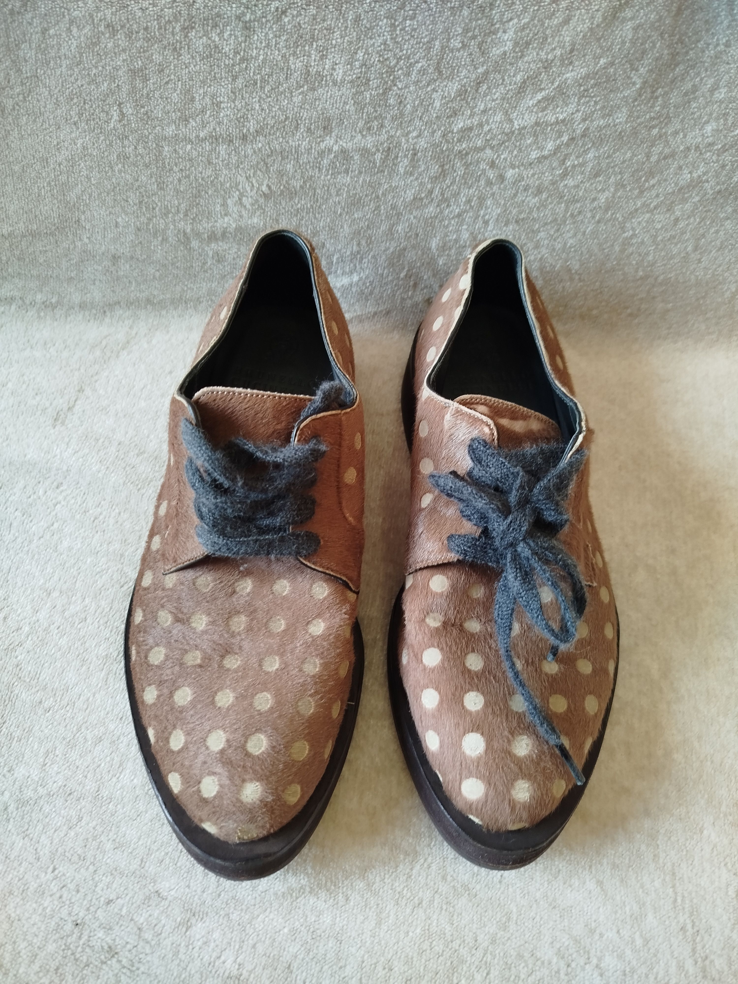Brunello cucinelli brown pony calfskin lace ups