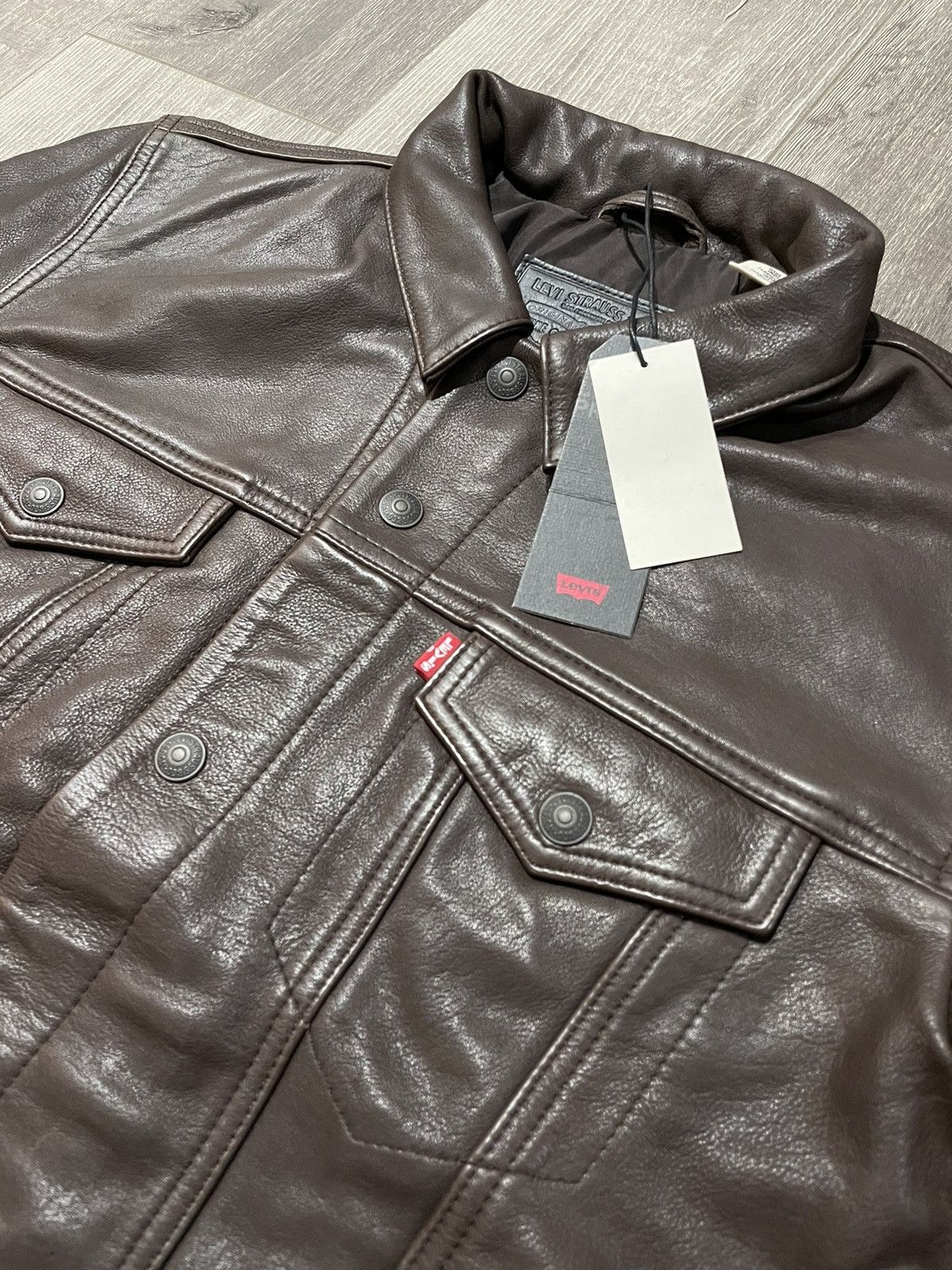 Levi s Levi s Vintage Clothing Vintage Levis Heavy Genuine Leather Trucker Jacket Grailed