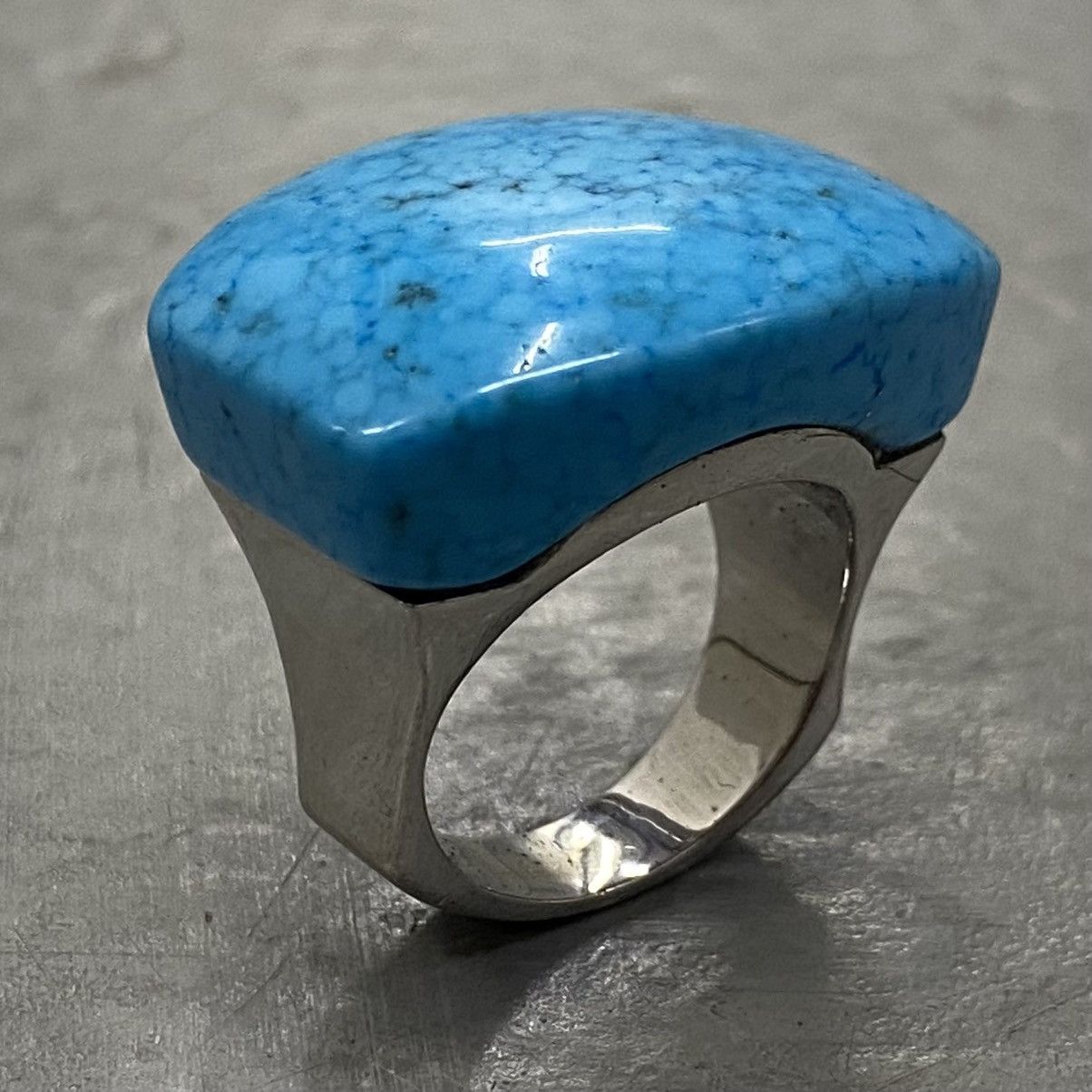 Kapital × Vintage Vtg Sterling Silver Turquoise Square Chunky Signet Ring Size ONE SIZE - 1 Thumbnail