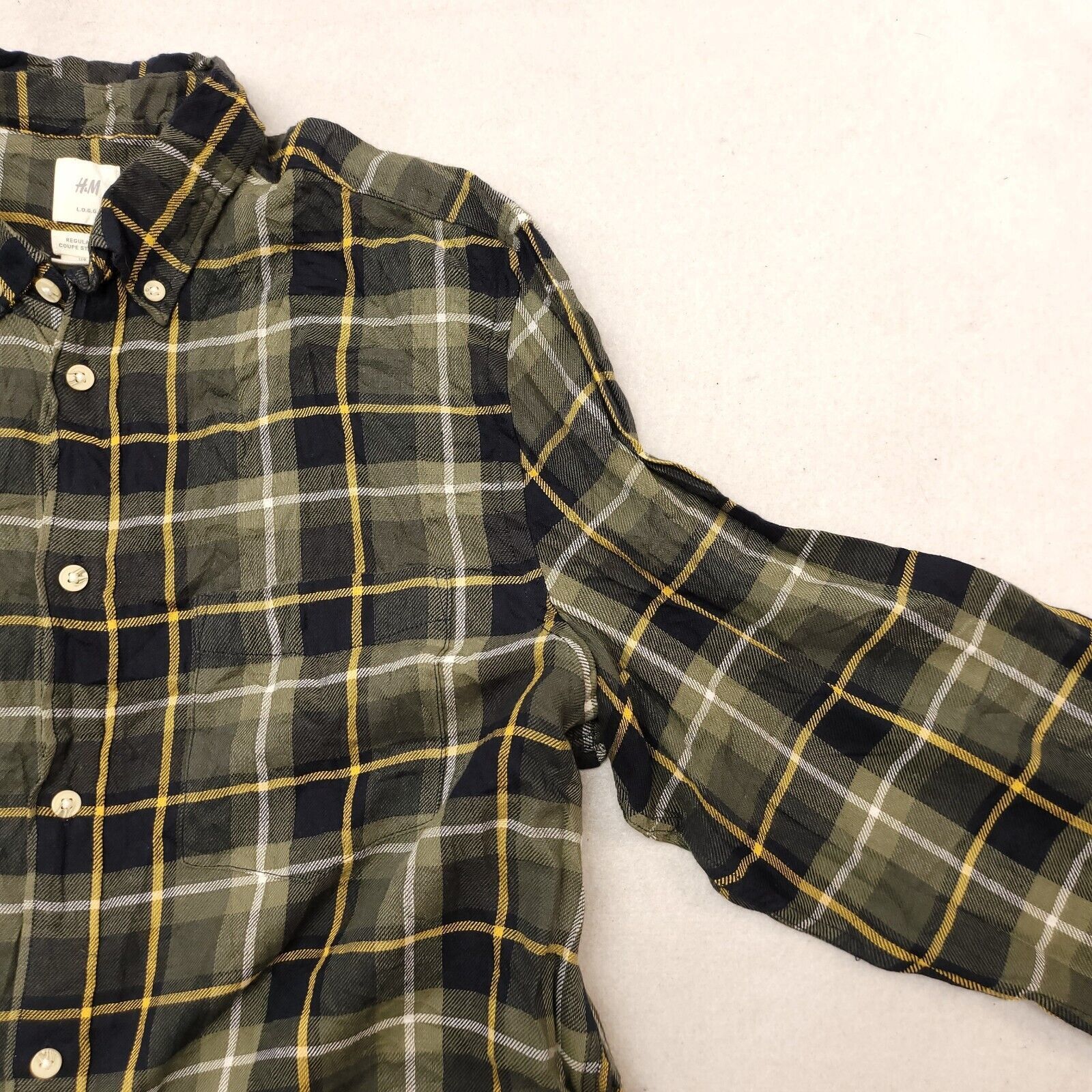 H&M H&M LOGG Tartan Flannel Shirt Mens Size Large L Green Yellow Size US L / EU 52-54 / 3 - 5 Thumbnail