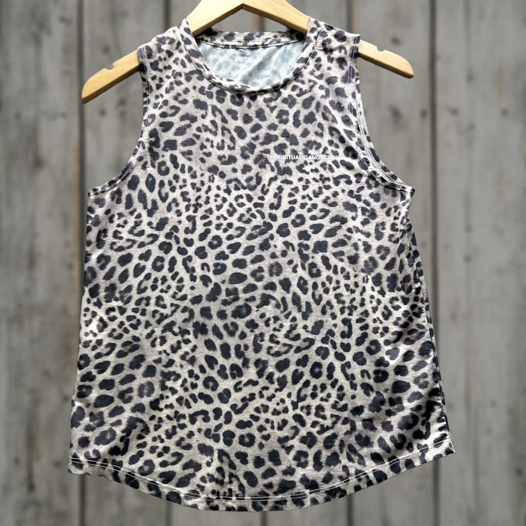 Spiritual Gangster Spiritual Gangster Tank Top Womens Medium Beige Leopard Print Sleeveless Yoga Shirt Sleeveless Shirt Casual Activewear Modern Logo Size M / US 6-8 / IT 42-44 - 1 Thumbnail