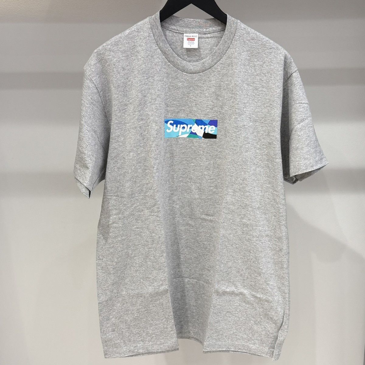 Supreme Emilio Pucci Box Logo Tee Gray Blue