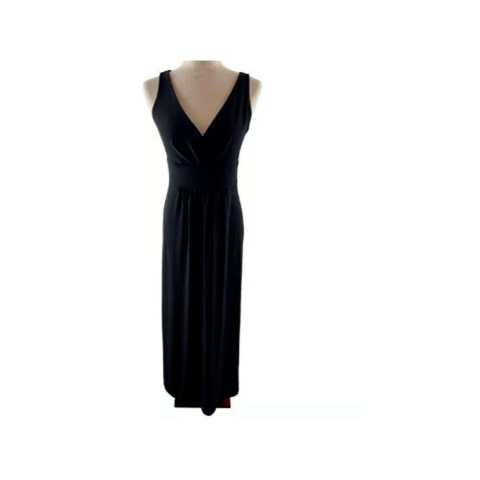 Ralph Lauren RALPH LAUREN BLACK V-NECK EMPIRE WAIST JERSEY MAXI DRESS Size S / US 4 / IT 40 - 1 Thumbnail