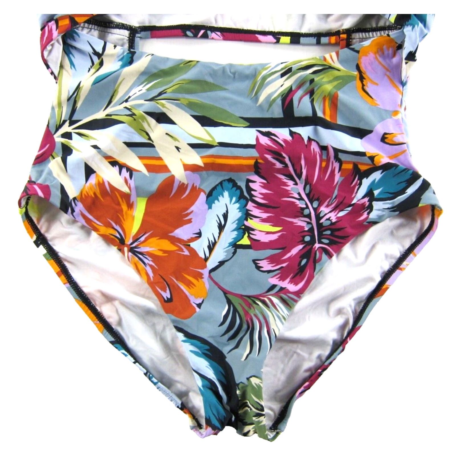 BCBGeneration BCBGeneration Pink Blue Green Hawaiian Floral Halter One Piece Swimsuit M Women Size ONE SIZE - 6 Thumbnail