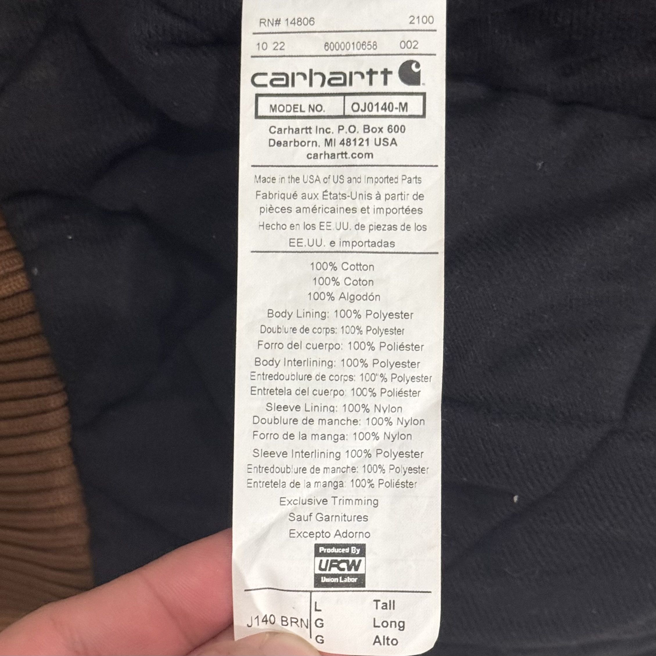 Carhartt Carhartt Men's Tan and Brown Jacket Size US L / EU 52-54 / 3 - 3 Thumbnail