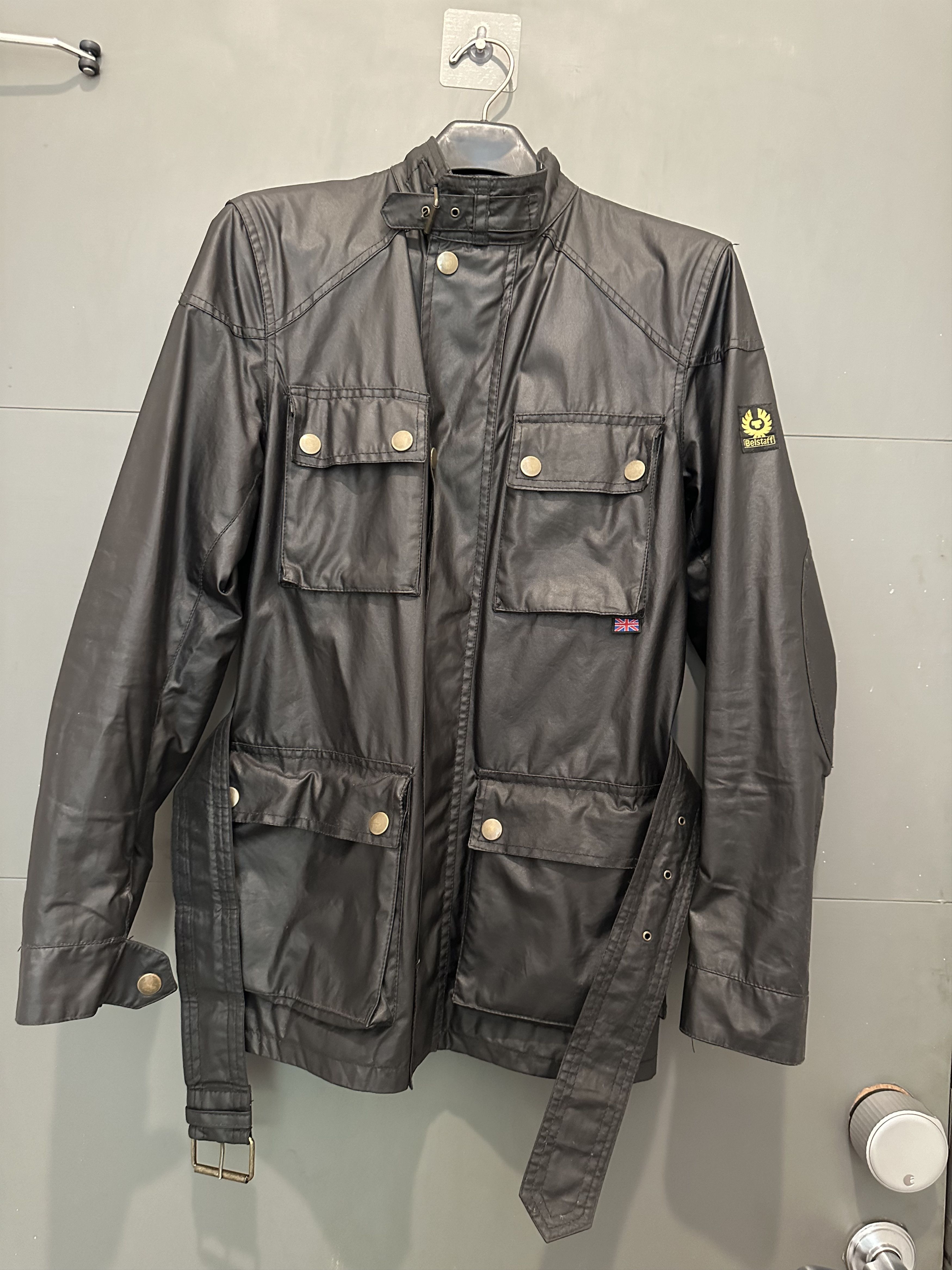 image of Belstaff Waxed Cotton Trailmaster Jackt in Black, Men's (Size Small)