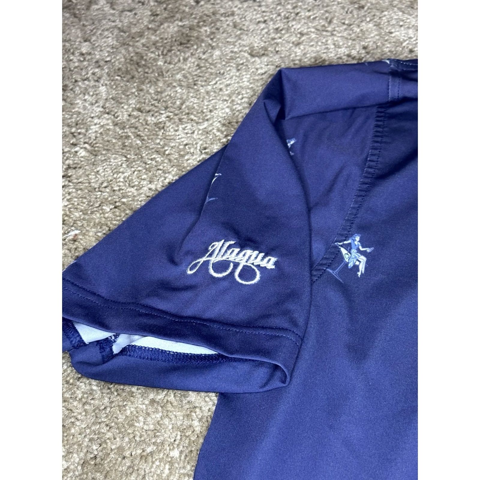 Vintage Straight Down Polo Shirt Mens XL Golf Performance Geometric Blue AOP Size US XL / EU 56 / 4 - 4 Thumbnail