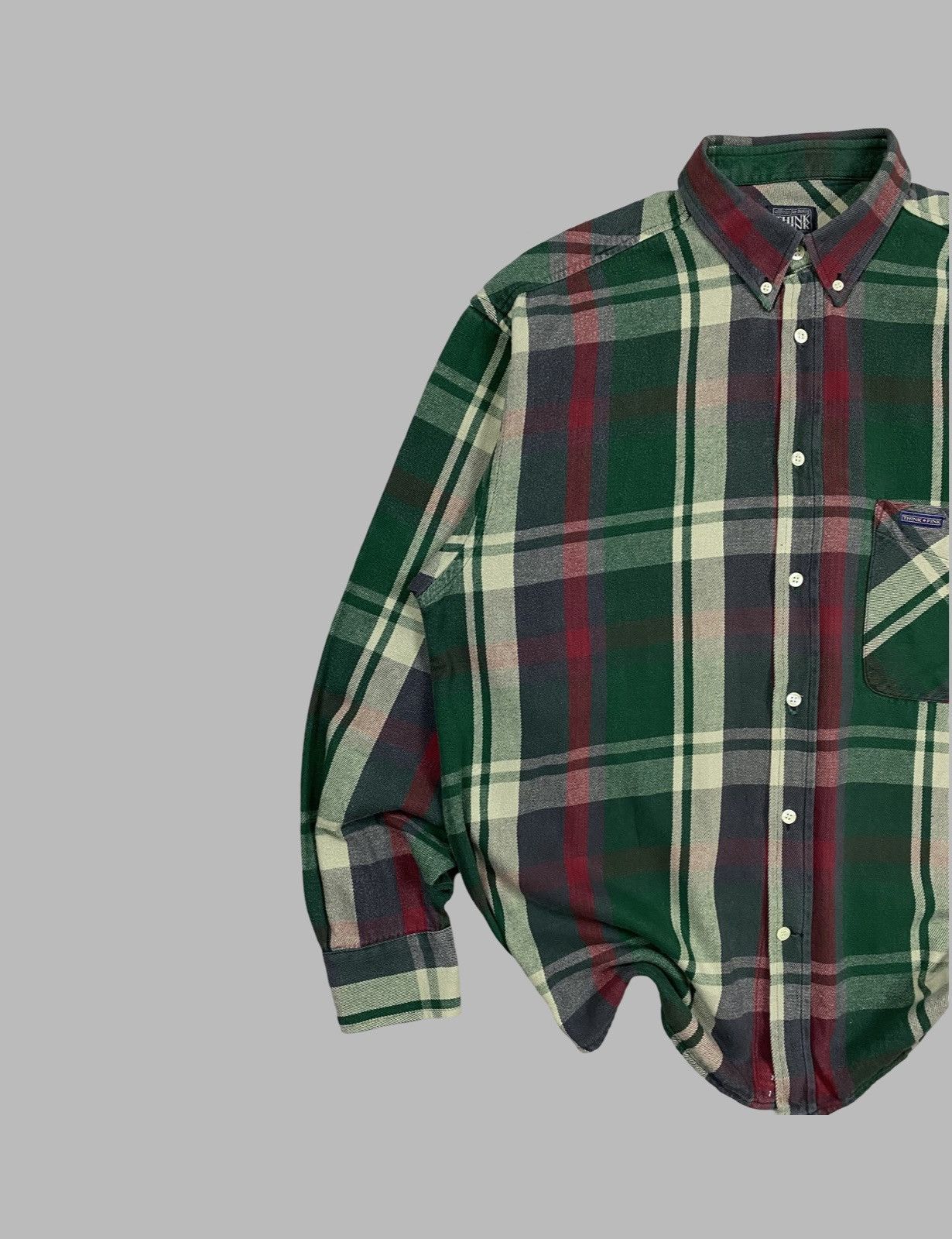 Other VNTG Think Pink Oversize Baggy Flannel Shirt Overshot Size US L / EU 52-54 / 3 - 2 Thumbnail