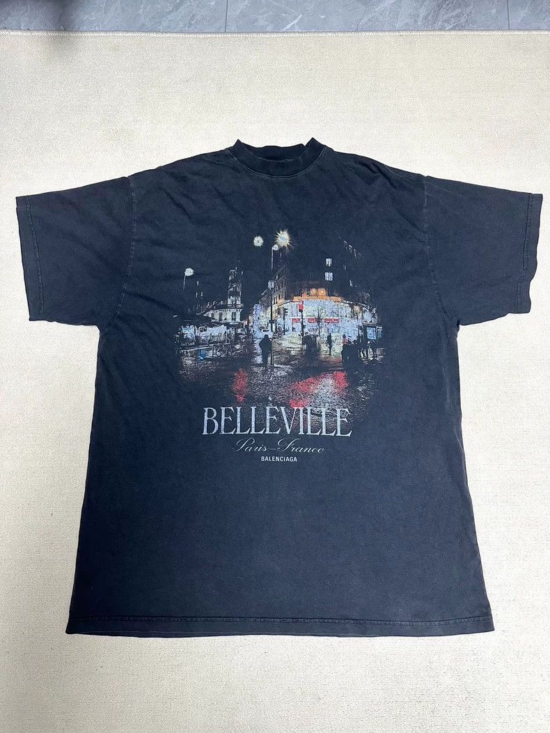Balenciaga Balenciaga 24 Fw Souvenir Collection Belleville Wash T-Shir Size US L / EU 52-54 / 3 - 1 Thumbnail