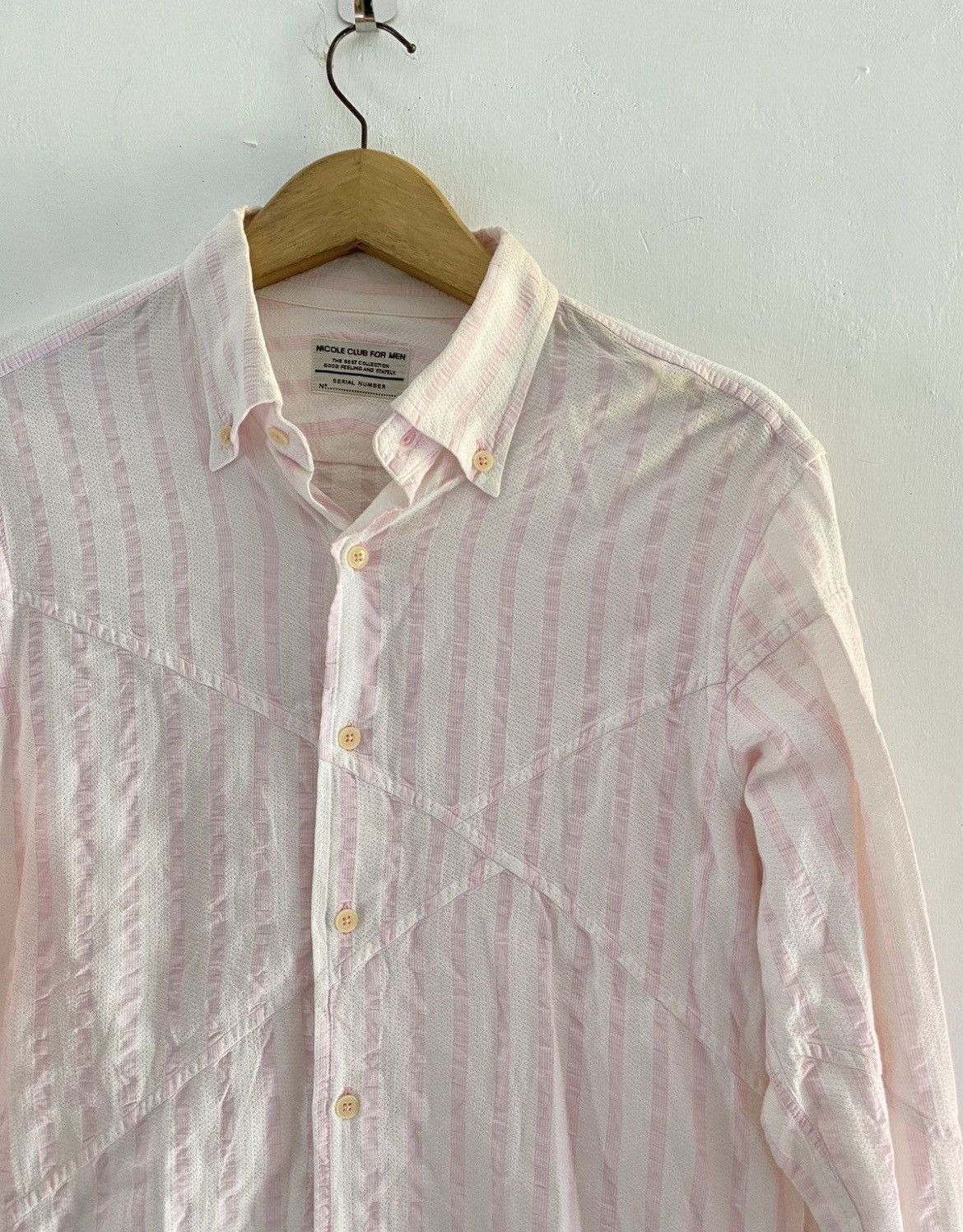 20471120 Vintage Nicole club for men asymmetrical striped shirt Size US M / EU 48-50 / 2 - 3 Thumbnail