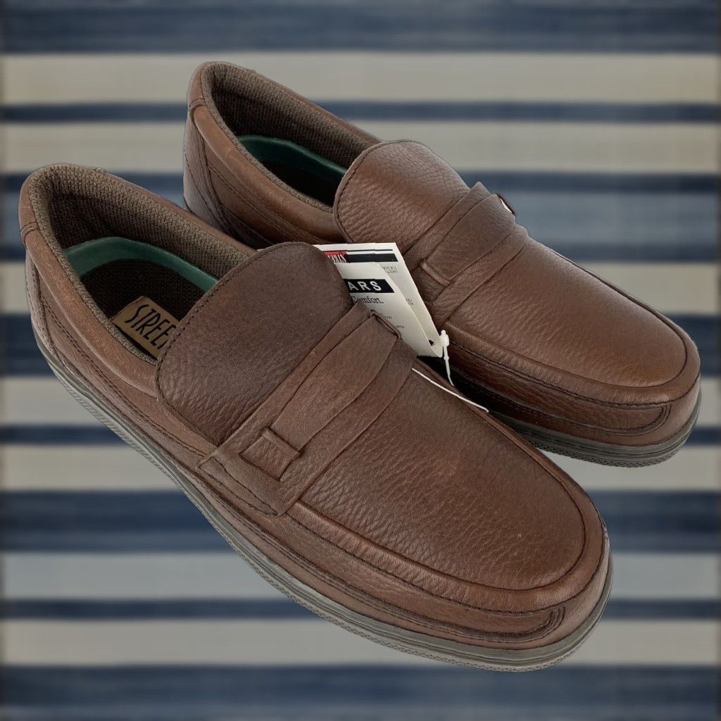 Vintage STREETCARS Brown Leather Slip On Loafers Casual  display picture 1