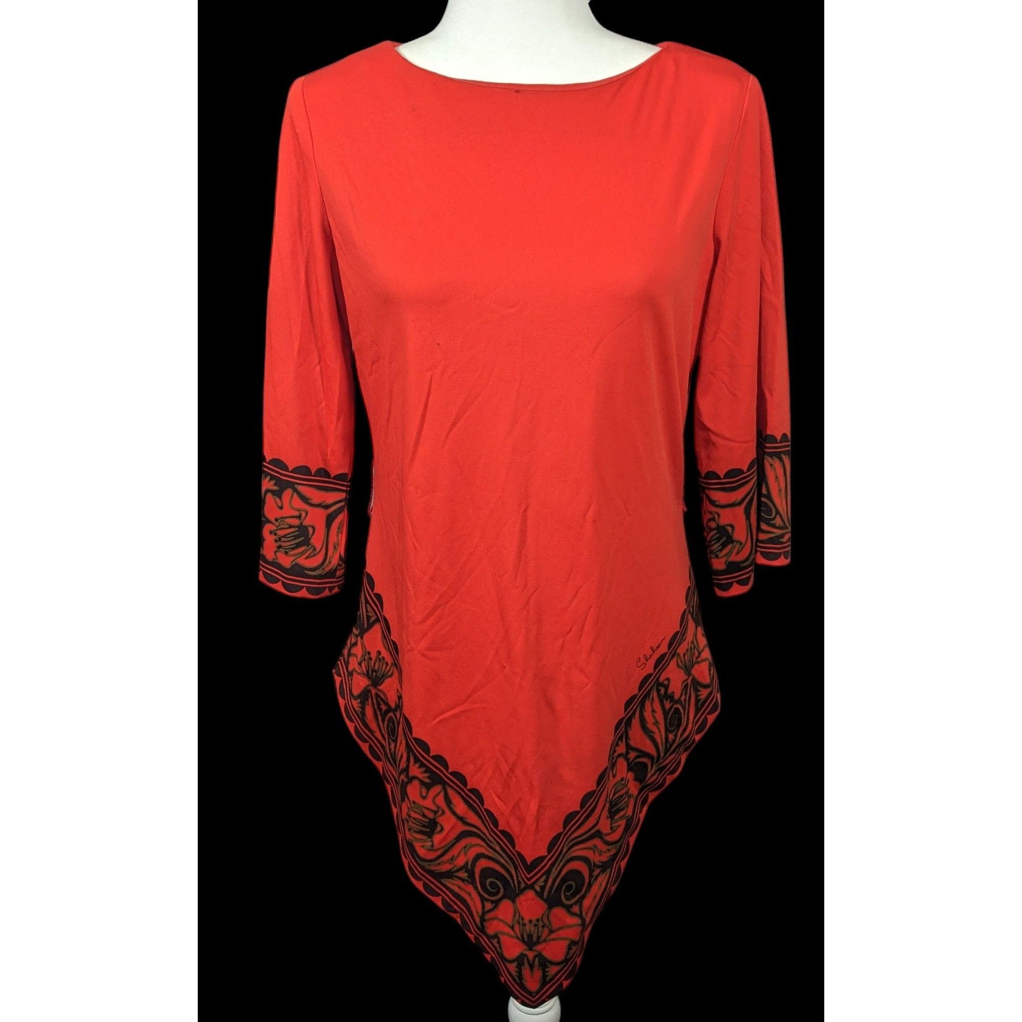 Other Vintage 70s Miss Shaheen Red And Black Gothic Tunic Size 12 Size XL / US 12-14 / IT 48-50 - 1 Thumbnail