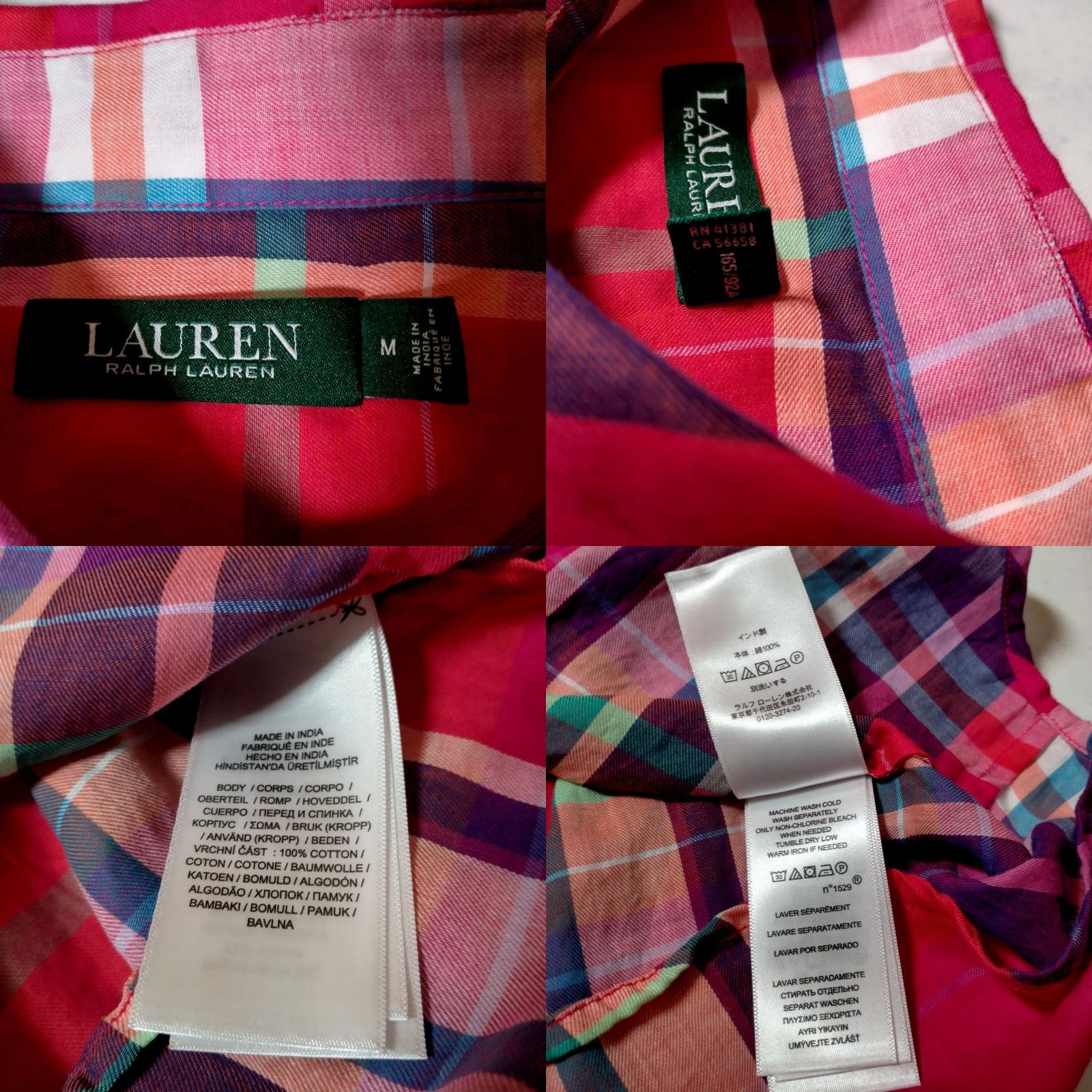 Ralph Lauren Lauren Ralph Lauren Blouse Shirt Women M Roll Tab Sleeve Purple Plaid Size M / US 6-8 / IT 42-44 - 8 Thumbnail