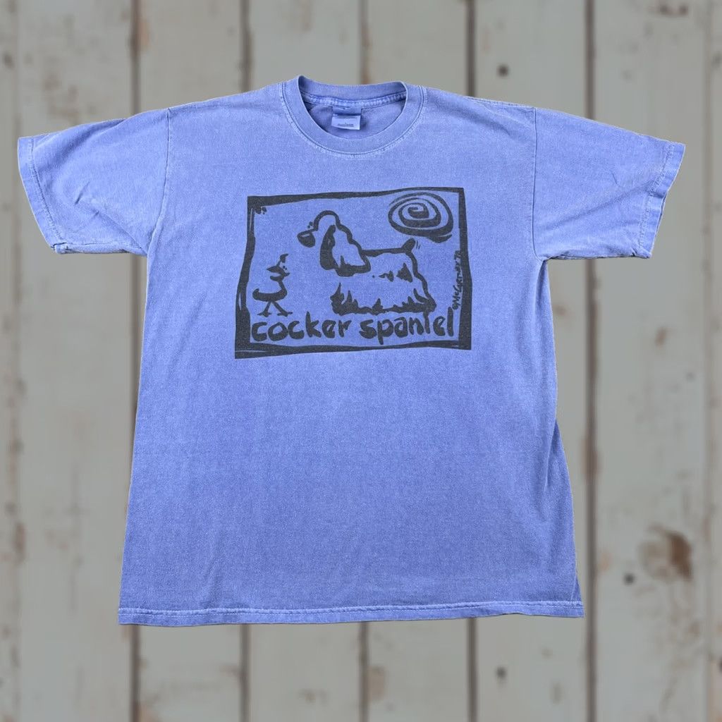 Gildan VINTAGE Gildan Blue Large T Shirt Cavern Canines Cocker Spaniel Dog Puppy Graphic 90s Mens Size US L / EU 52-54 / 3 - 1 Thumbnail