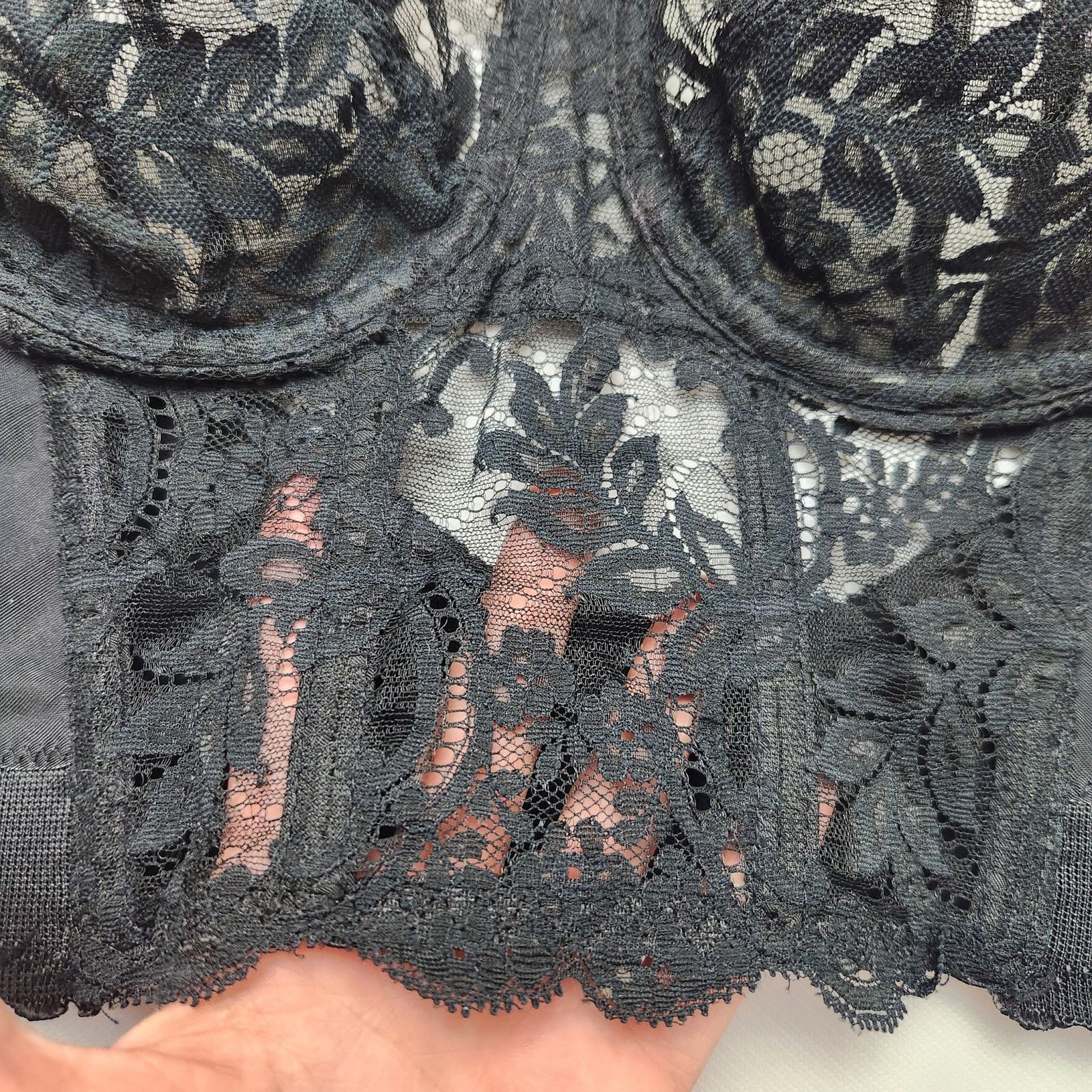 Vintage Vintage Lace Bustier Corset Low Back 34 A Black Lingerie Bra Size S / US 4 / IT 40 - 3 Thumbnail