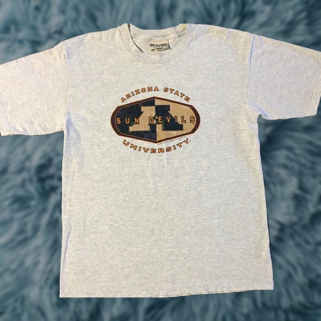Vintage VINTAGE ASU Sun Devils Faded Spellout Shirt M L Gray 90s College University USA Sun Devils Mens Size US M / EU 48-50 / 2 - 1 Thumbnail