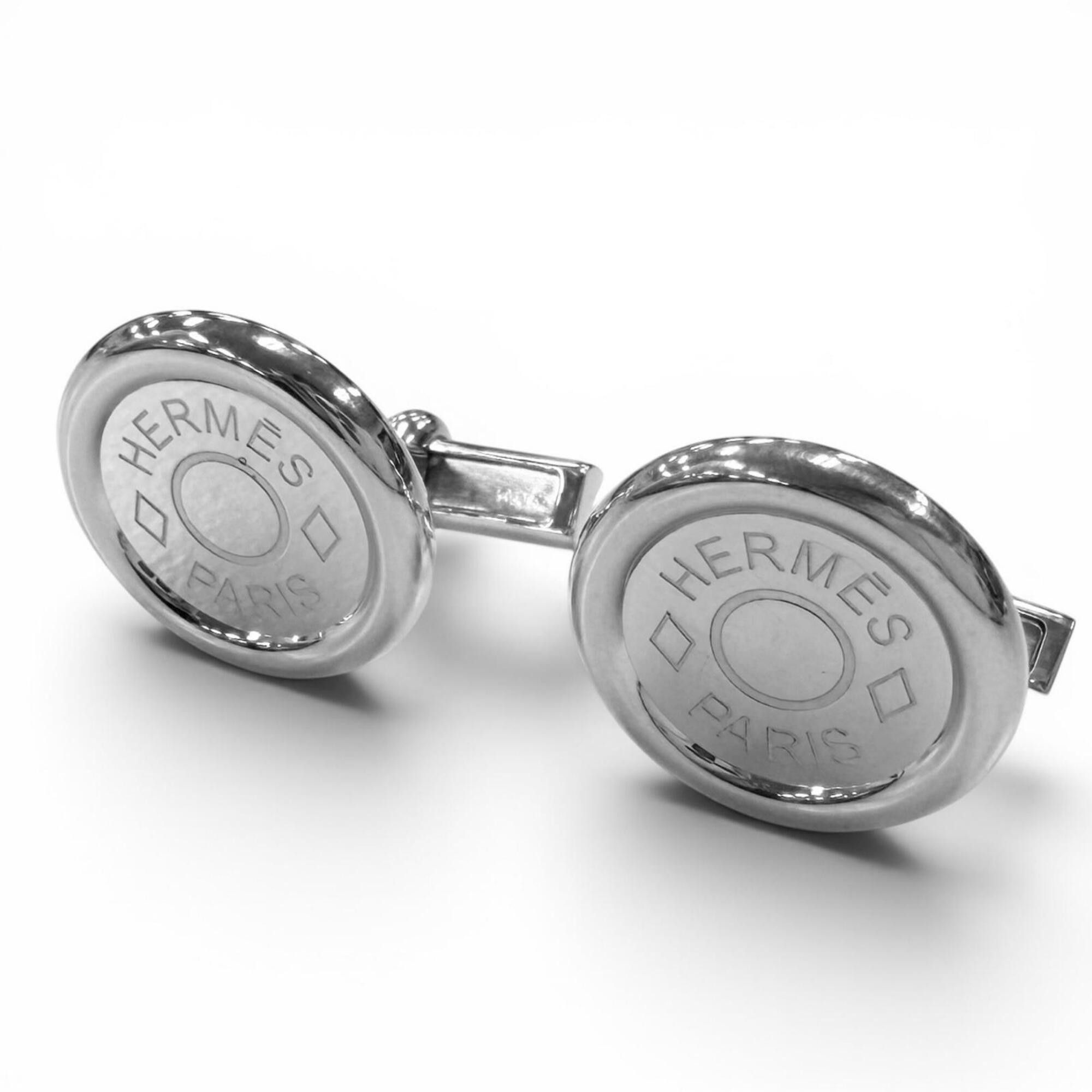 Hermes HERMES AG925 Sellier motif Clou de Selle cufflinks, silver, made in France, total weight 13.23g, men's, with box. Size ONE SIZE - 1 Thumbnail