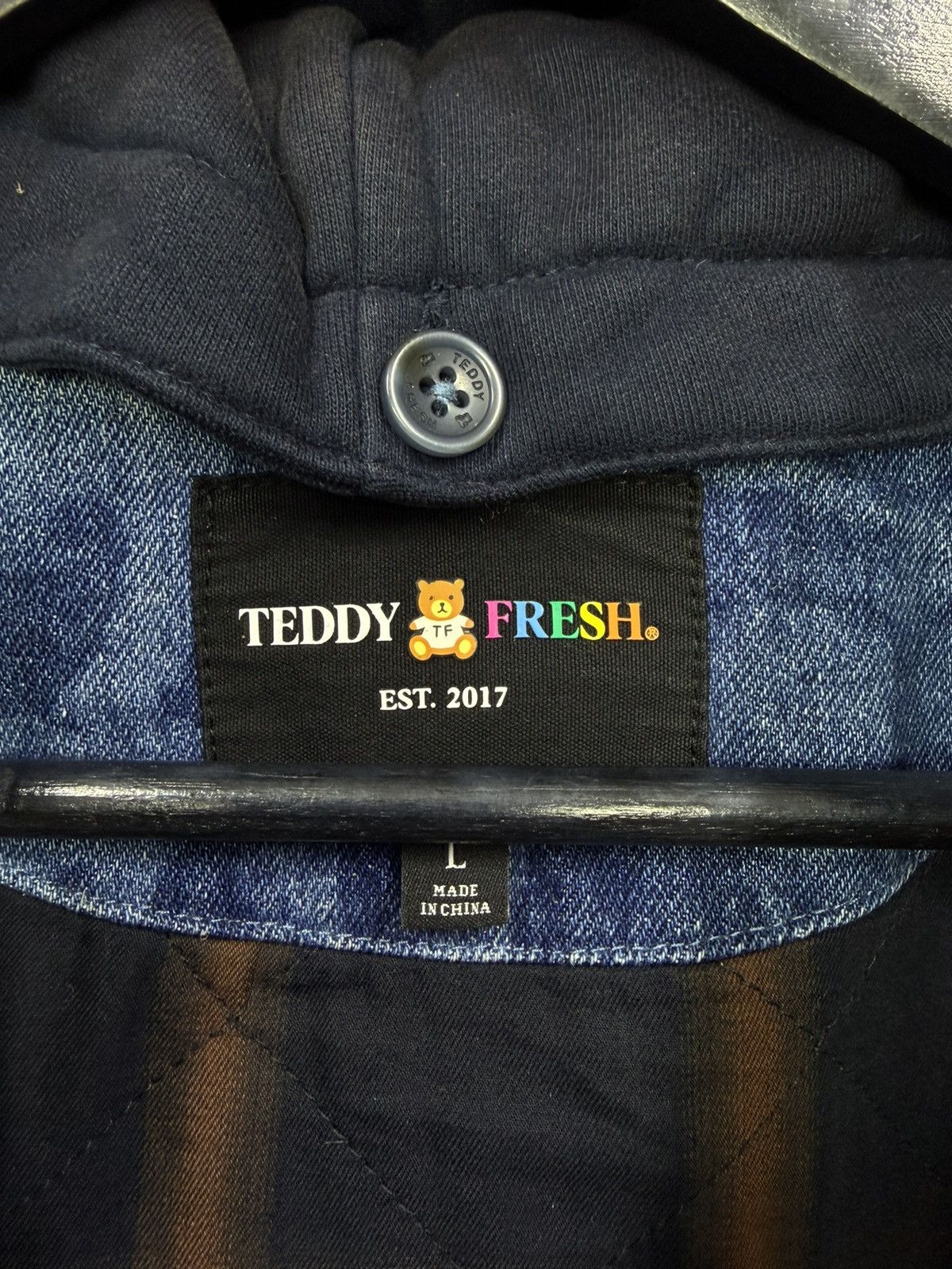 Teddy Fresh Teddy Fresh Denim Varsity Jacket Hybrid All-Over Bear Print Size US L / EU 52-54 / 3 - 24 Thumbnail