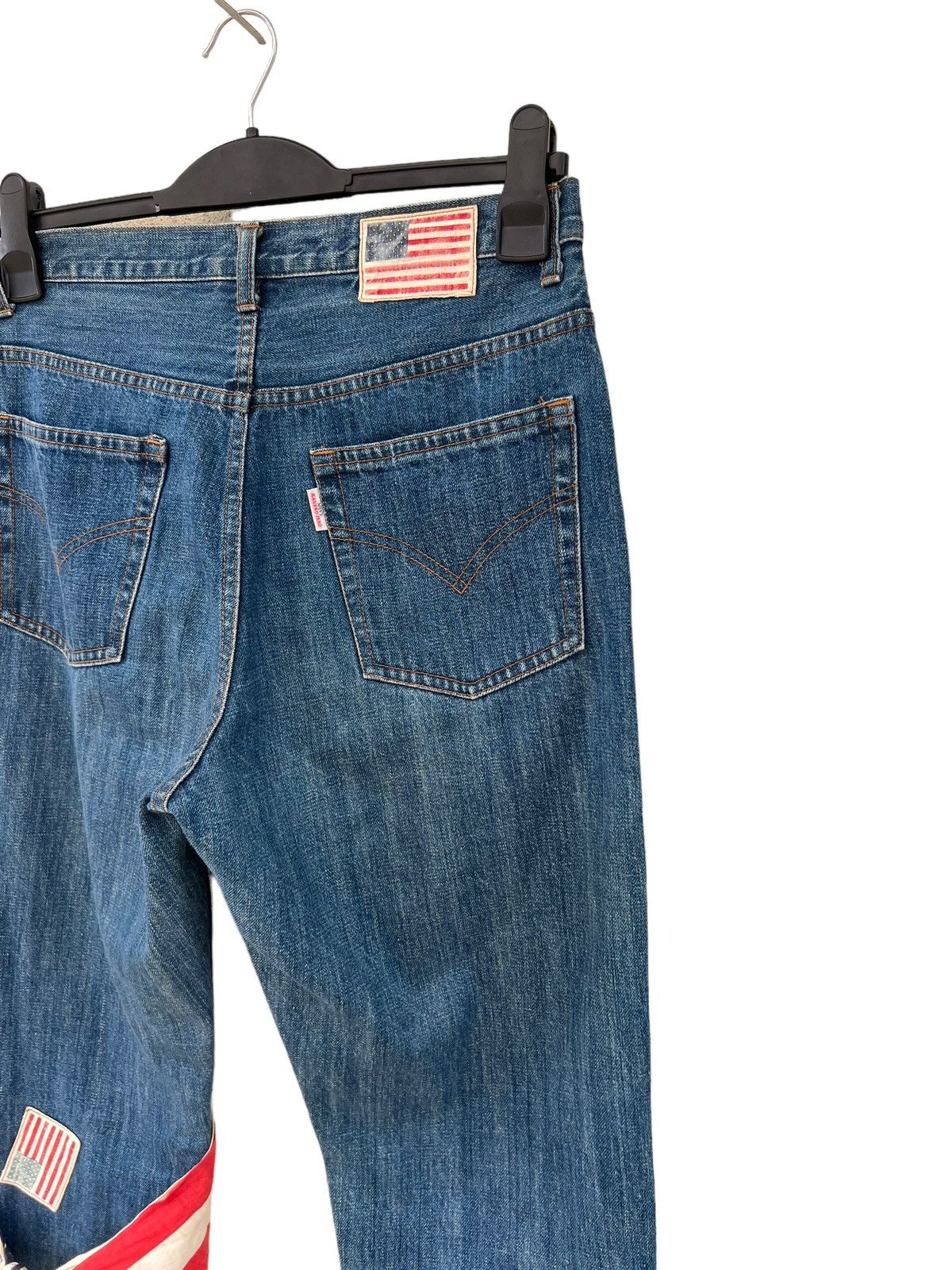 Vintage Kaneko Isao Japan USA Flag Patches Denim Jeans