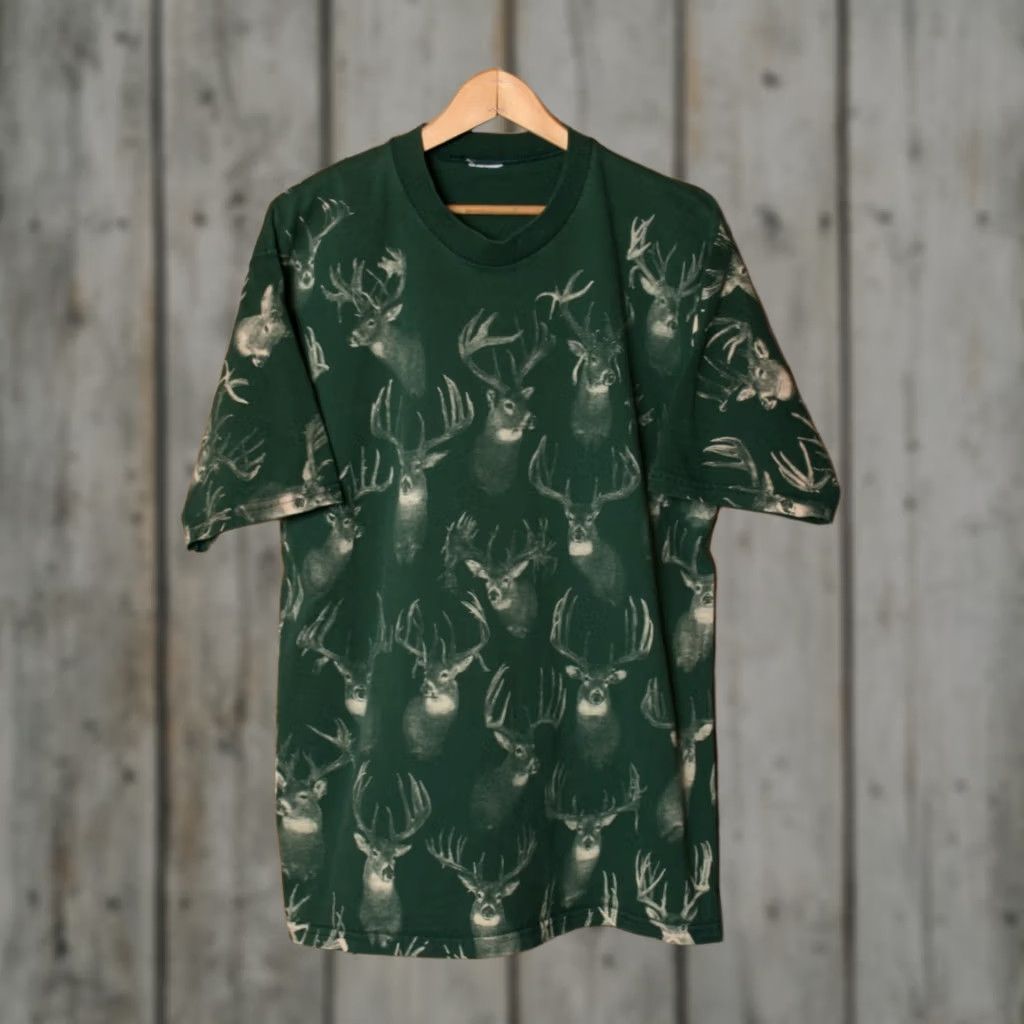 Fruit Of The Loom VINTAGE Fruit of the Loom Loftees T-Shirt Deer Buck Head Mount Crew Neck Short Sleeve M/L Brown Men XS? No — use M/L Size US M / EU 48-50 / 2 - 1 Thumbnail