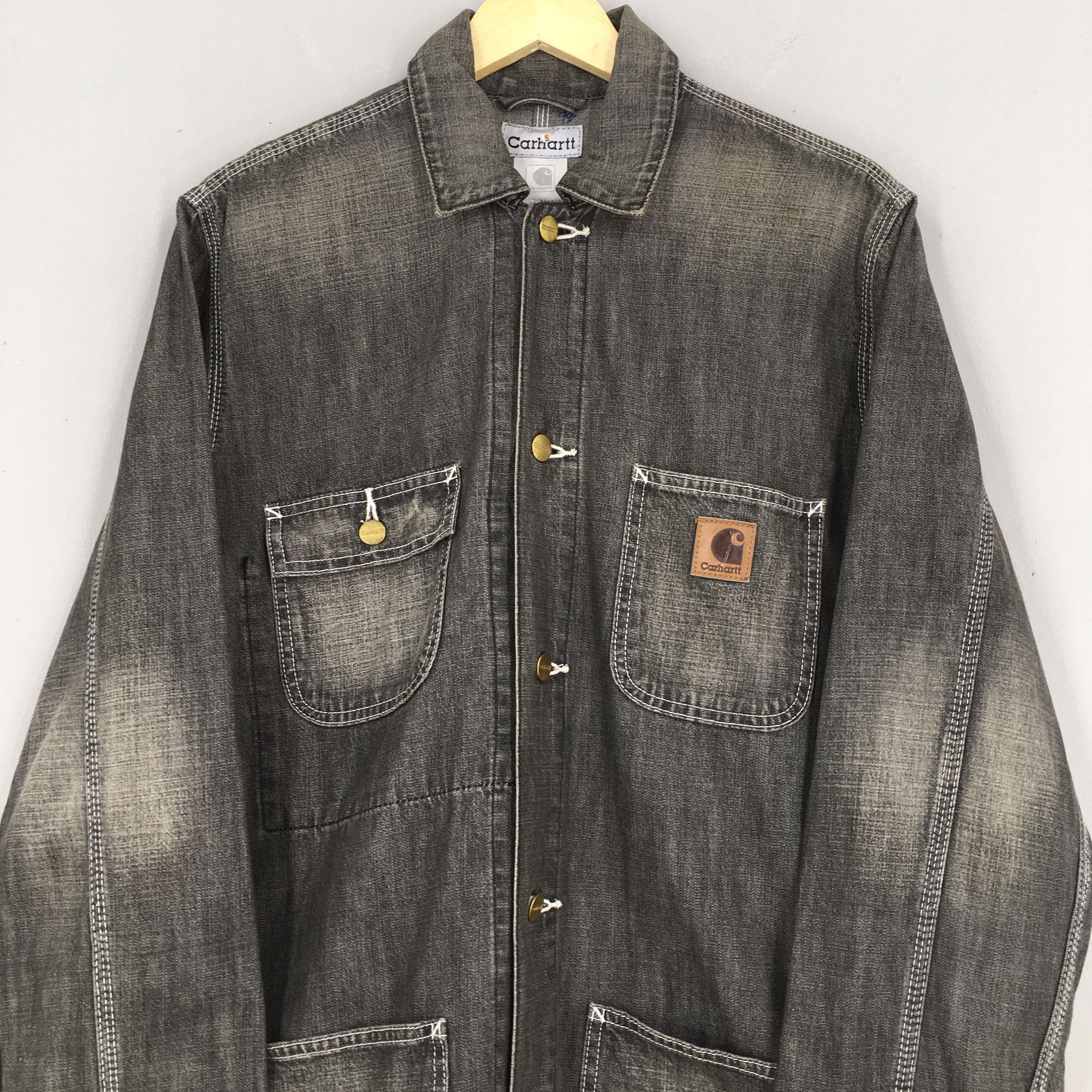 Carhartt Vintage Carhartt Acid Wash Workwear Jacket Black XLarge Size US XL / EU 56 / 4 - 2 Thumbnail