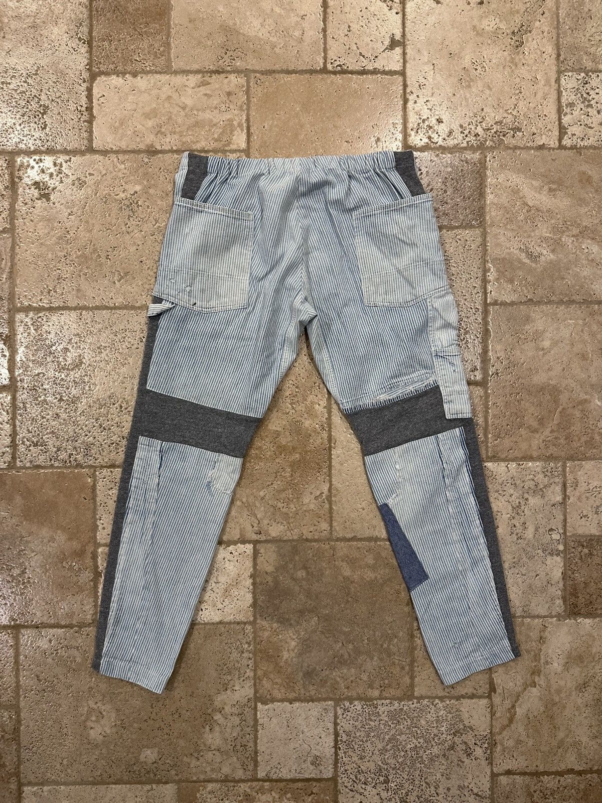 Greg Lauren Greg Lauren Pinstripe Blue Mixed Engineer GL1 Slim Fit Pants Size US 34 / EU 50 - 6 Thumbnail