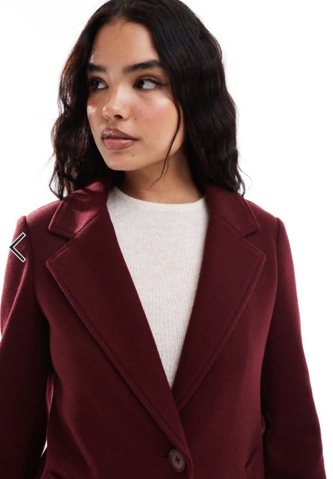 Other *NWT* STRADIVARIUS Wool Look Jacket in Burgundy (X-SMALL) Size XS / US 0-2 / IT 36-38 - 4 Thumbnail