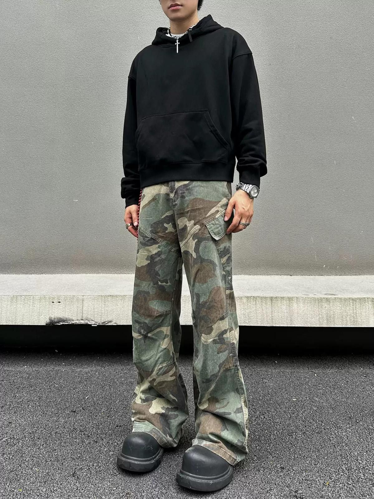 Other Camouflage Cargo Stacked Pants, Flared Trousers Size US 32 / EU 48 - 2 Thumbnail