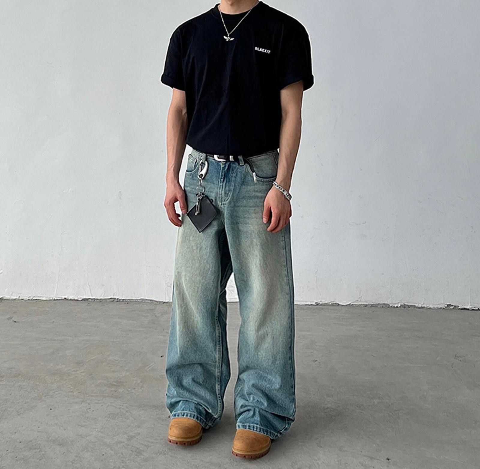 Jean × Vintage Baggy Wide-Leg Denim Jeans Size US 33 - 4 Thumbnail
