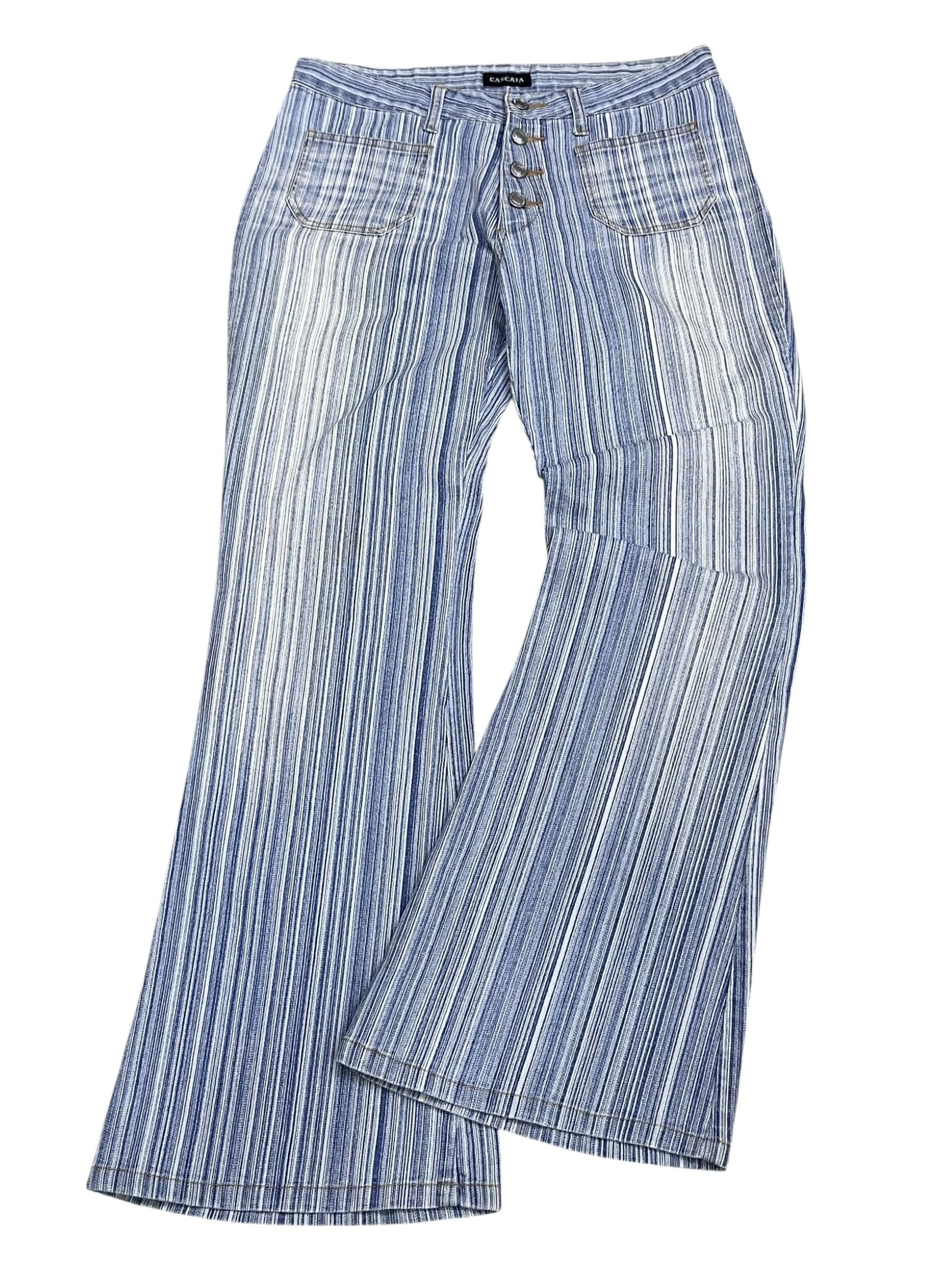 Japanese Brand SICK FLARE 90’s CASCATA Pinstripes Stretch Denim Bush Jean Size US 30 / EU 46 - 1 Thumbnail