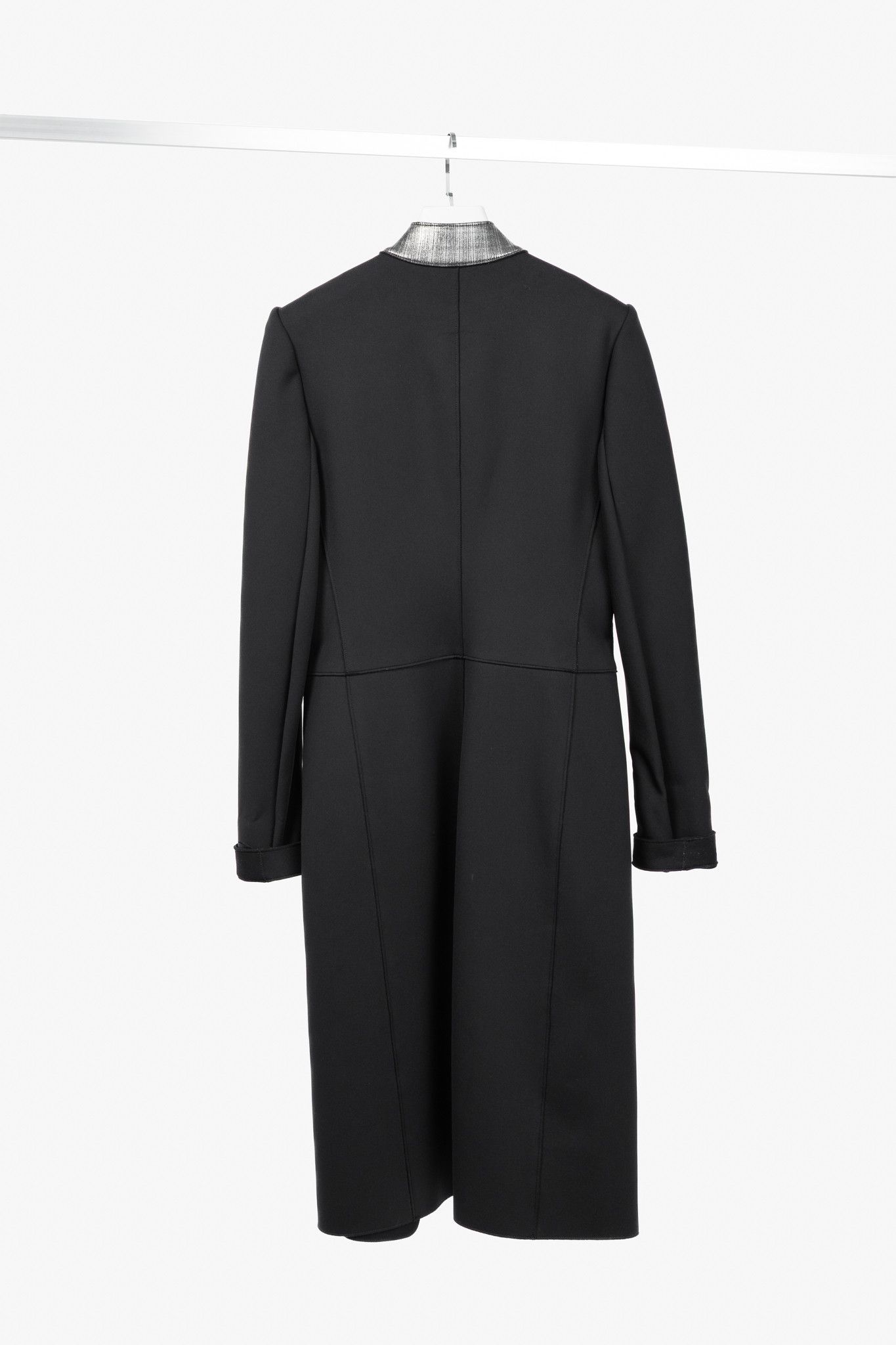 Marie Saint Pierre Marie Saint Pierre Neoprene Metallic-Neck Open-Front Coat Size L / US 10 / IT 46 - 2 Thumbnail
